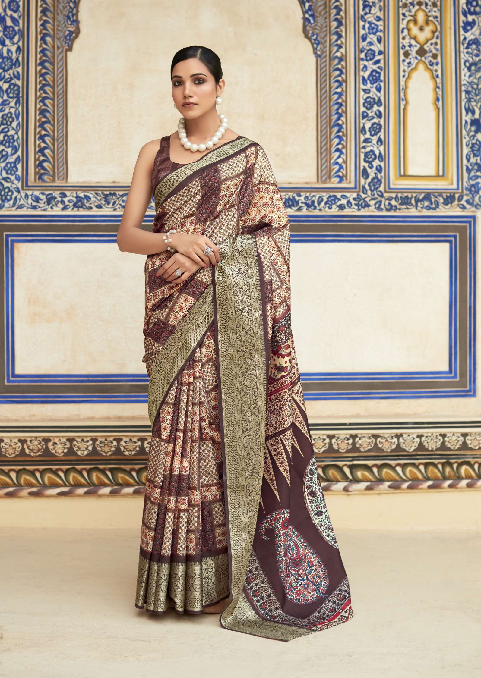 Rajpath Saaria Beautiful Printed Viscose Dola Silk Saree