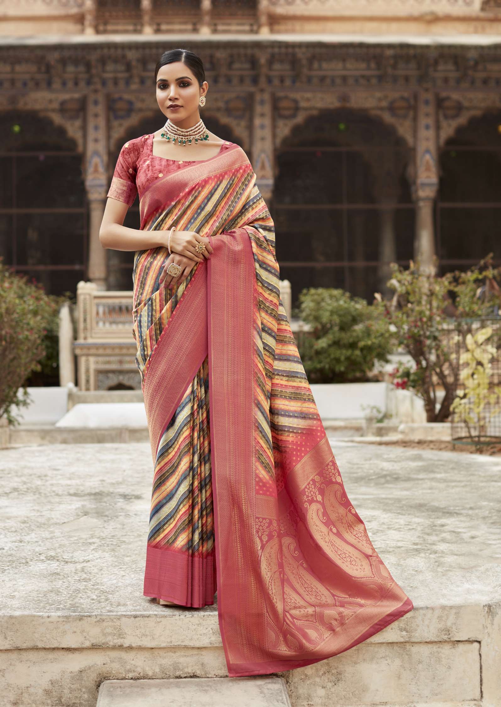 Rajpath Kavisha Jacquard Print Crape Silk Designer Saree