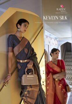 Rajtex Kevlyn Tussar Copper Zari Weaving Silk Sarees