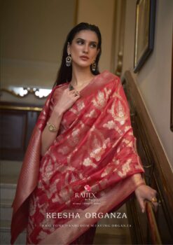 Rajtex Keesha Handloom Organza Zari Weaving Silk Sarees