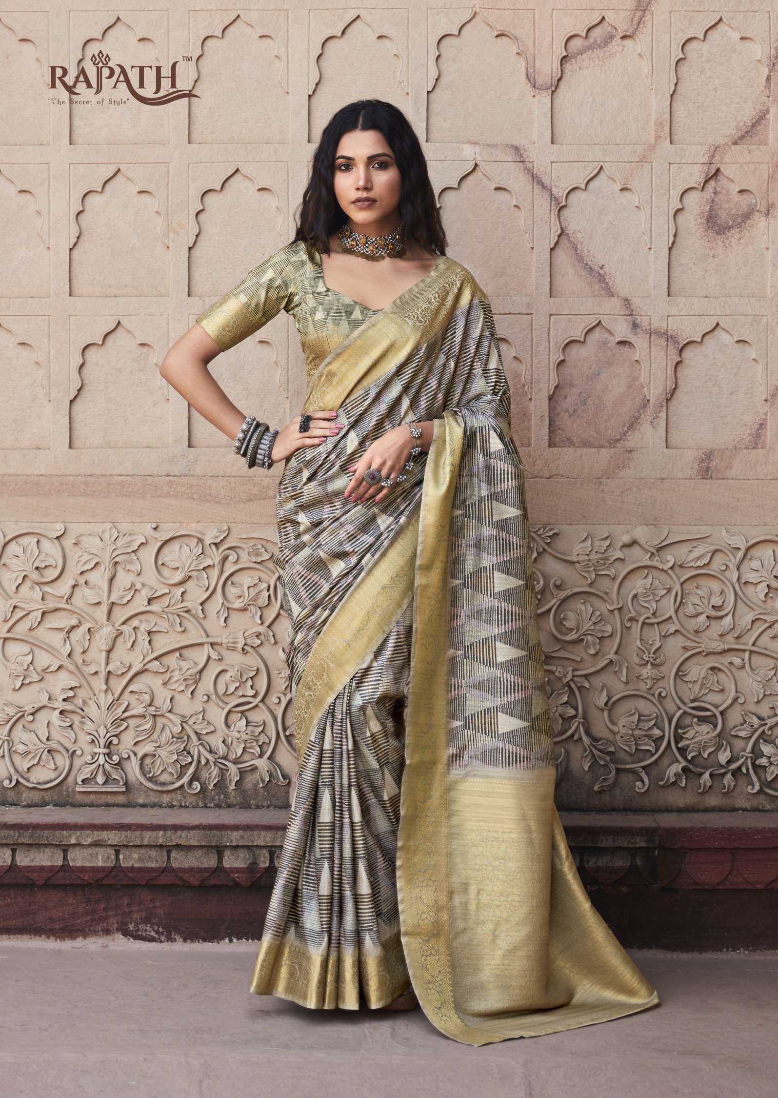 Rajpath Anshika Printed Handloom Silk Wedding Wear Saree