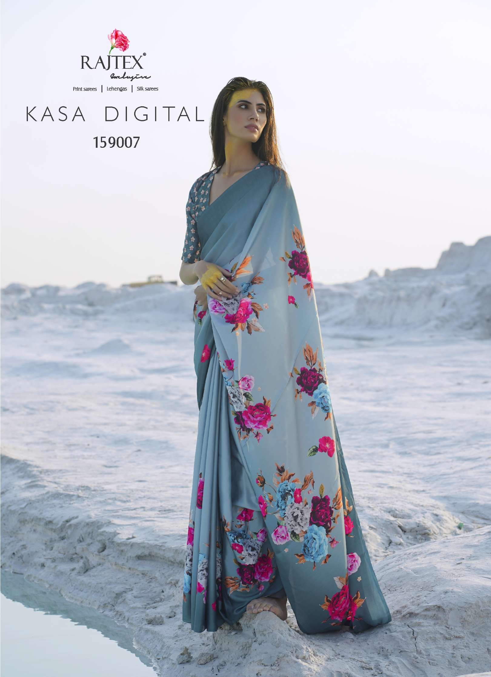 Rajtex Kasa Digital Printed Soft Crepe Saree