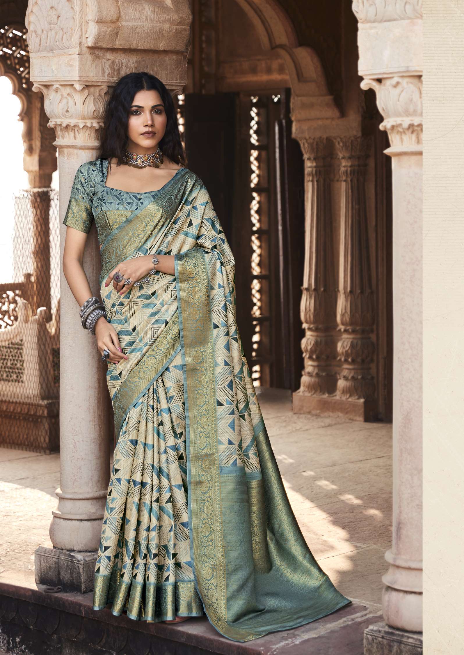 Rajpath Anshika Printed Handloom Silk Wedding Wear Saree