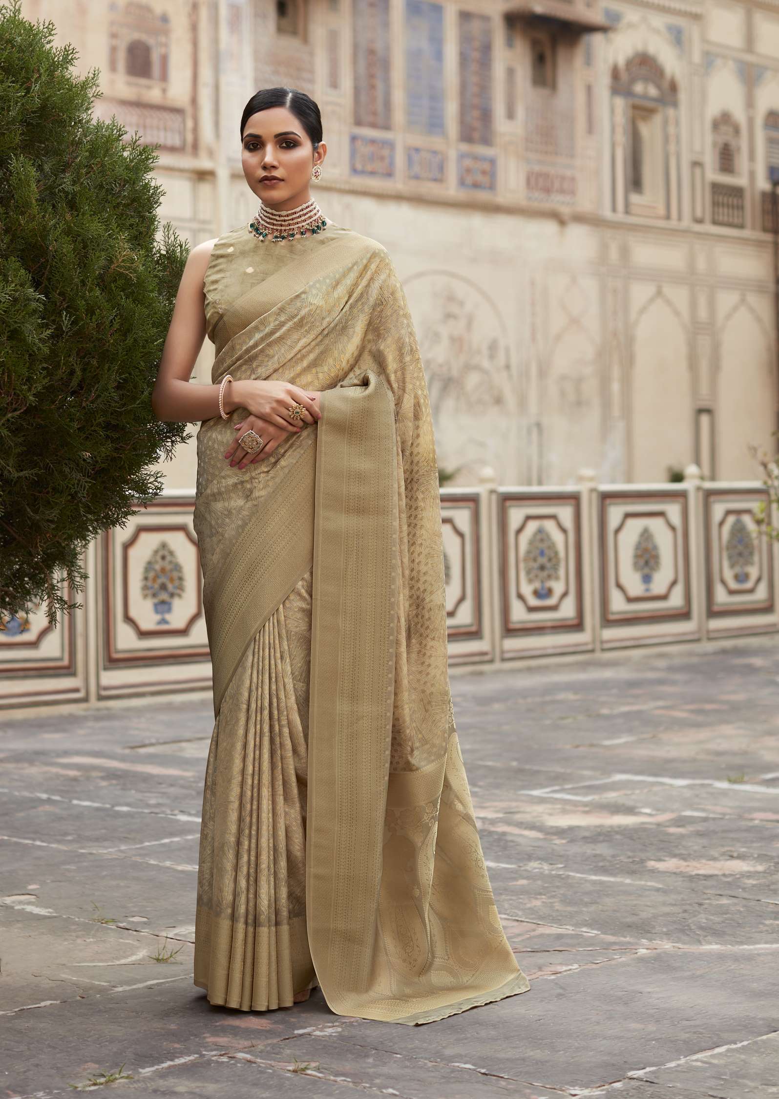 Rajpath Kavisha Jacquard Print Crape Silk Designer Saree