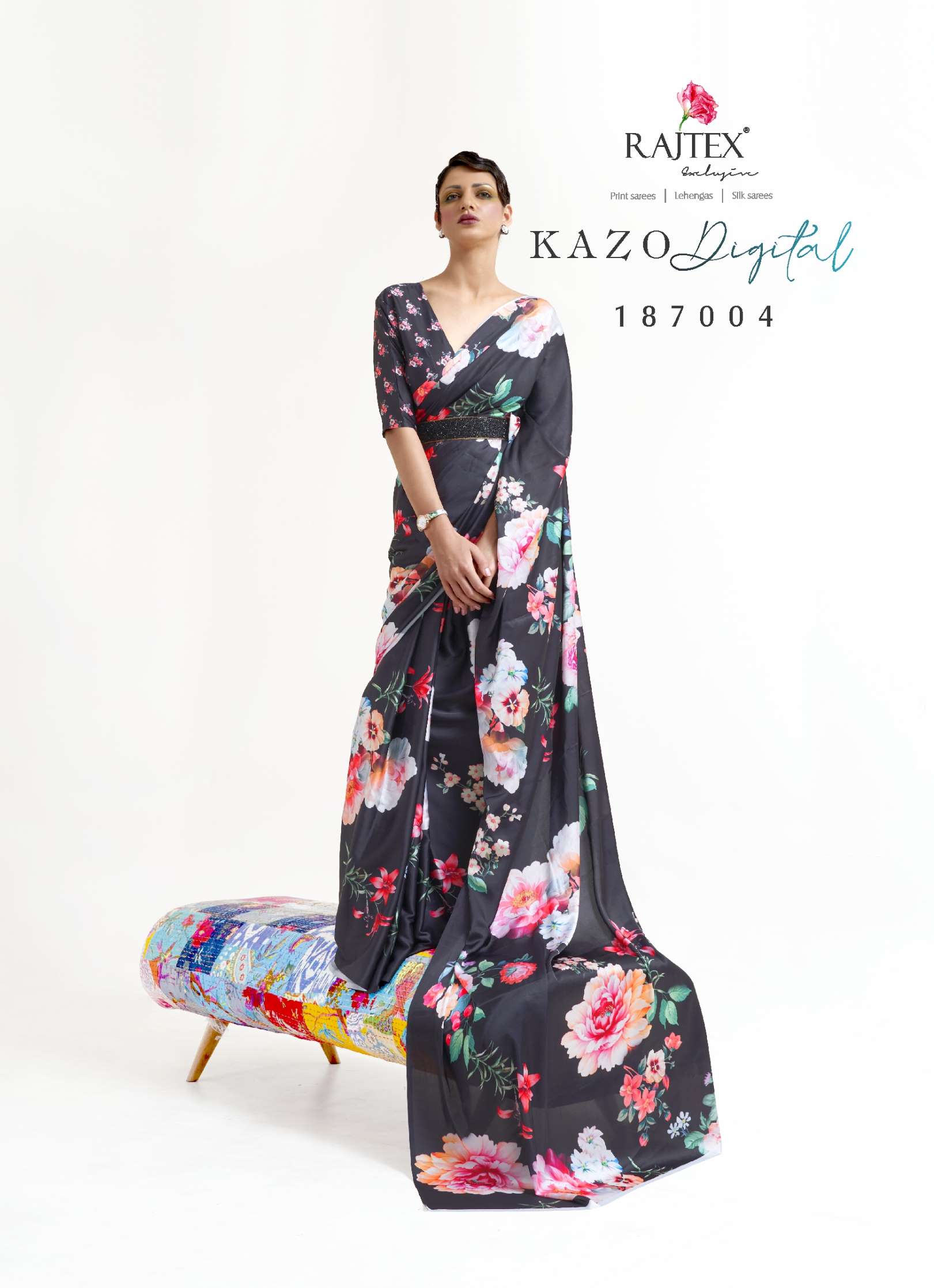 Rajtex Kazo Digital Printed Soft Crepe Saree