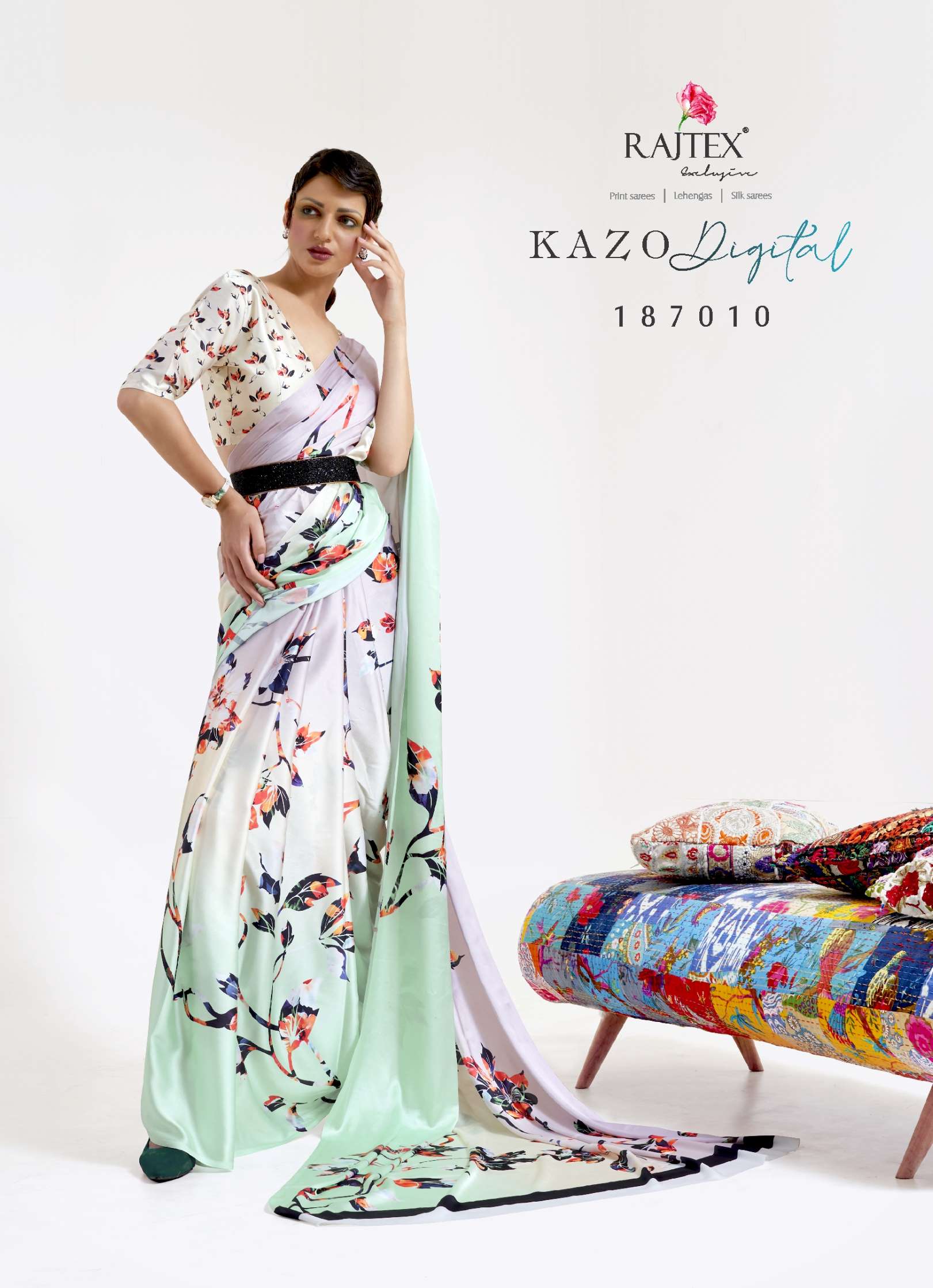 Rajtex Kazo Digital Printed Soft Crepe Saree