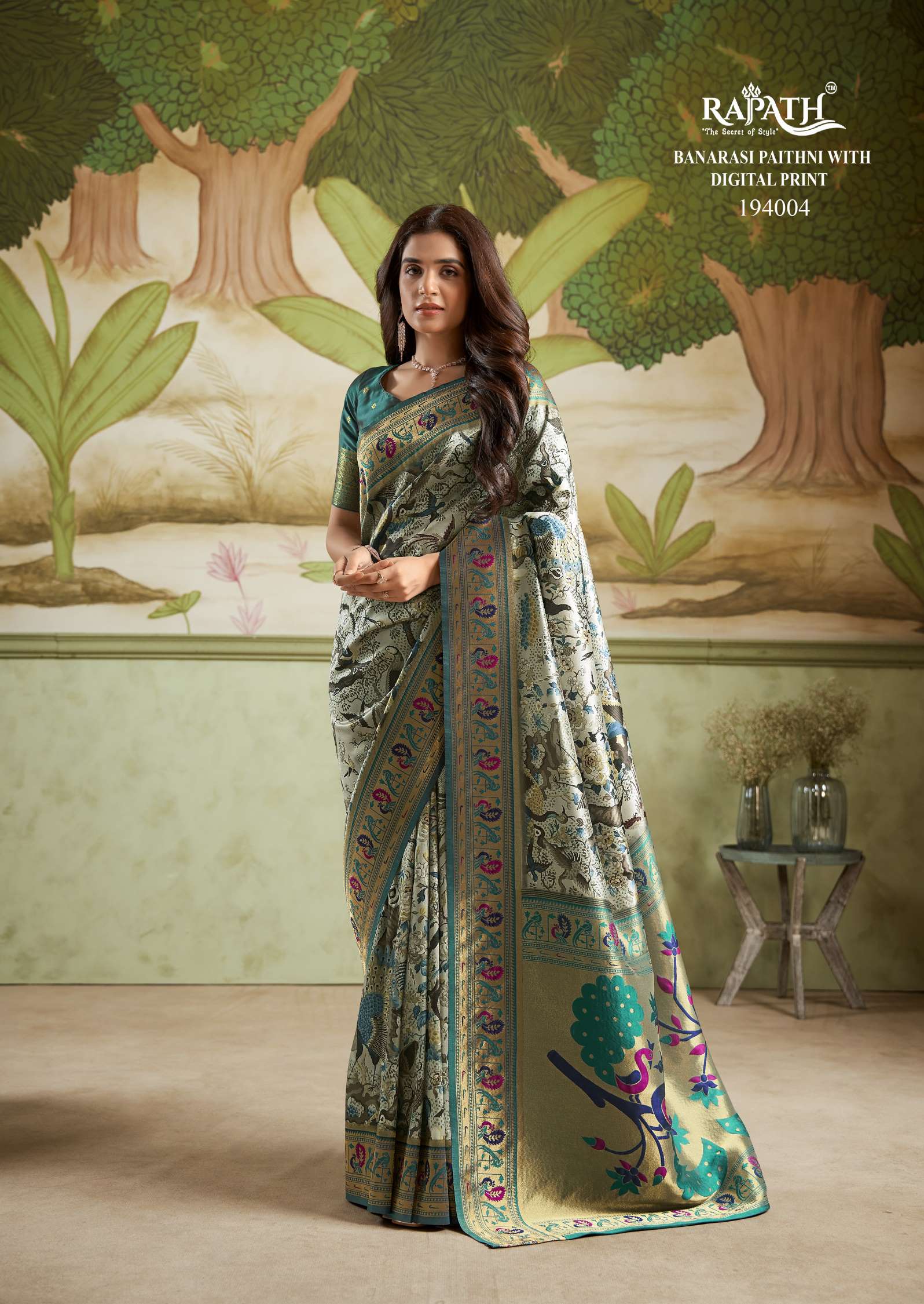 Rajpath Ladies Digital Printed Banarasi Paithani Saree
