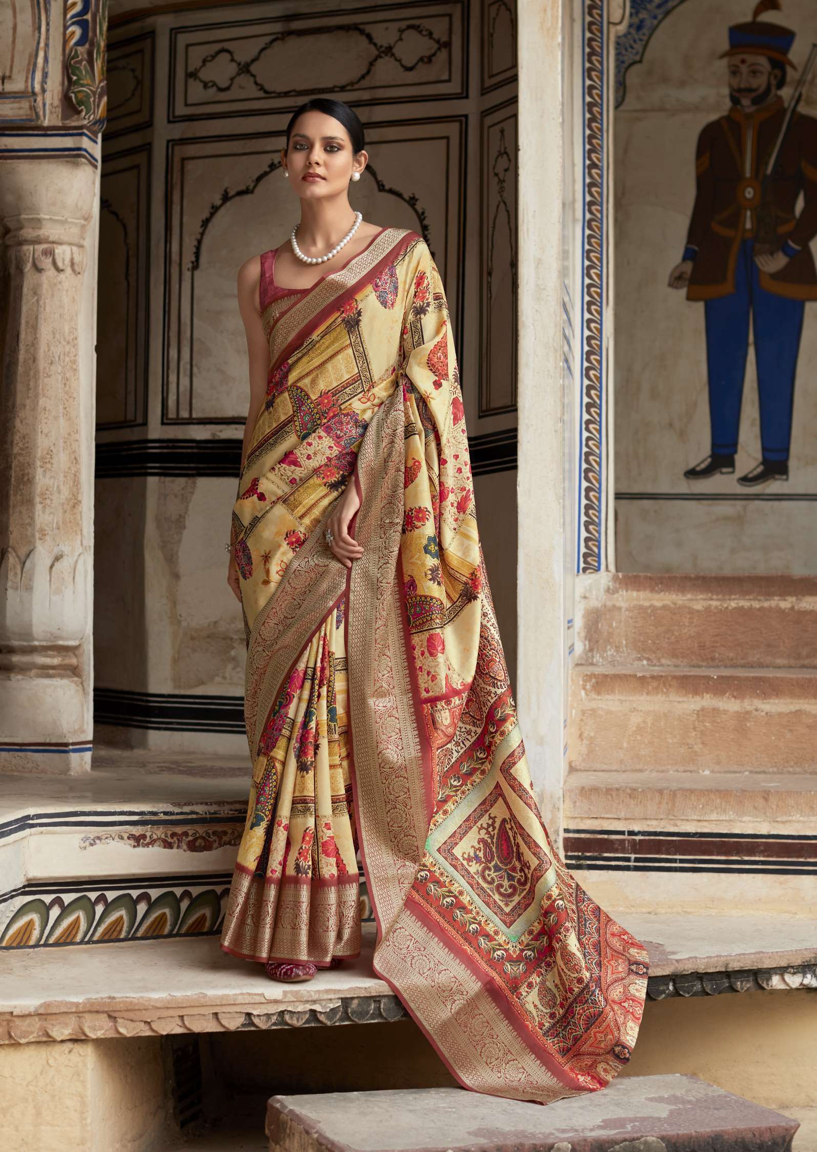 Rajpath Saaria Beautiful Printed Viscose Dola Silk Saree