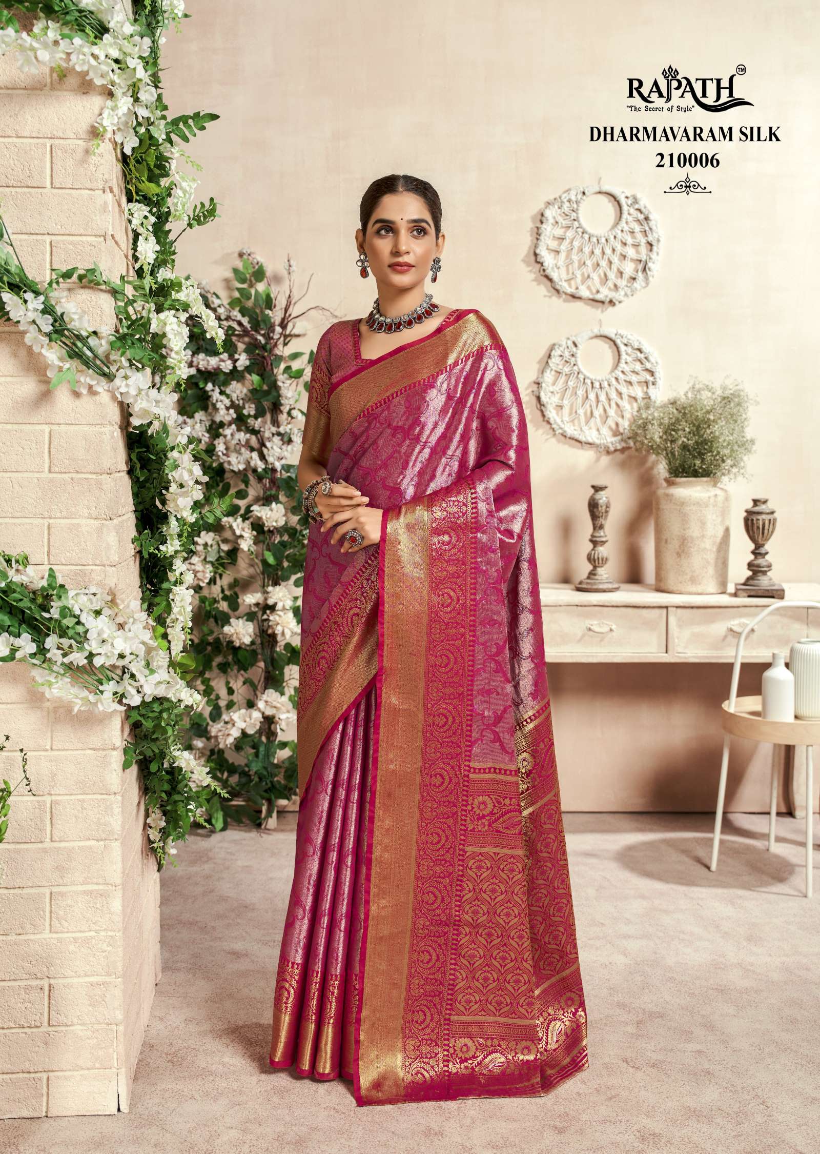Rajpath Venkatgiri Jacquard Printed Dharmavaram Silk Saree