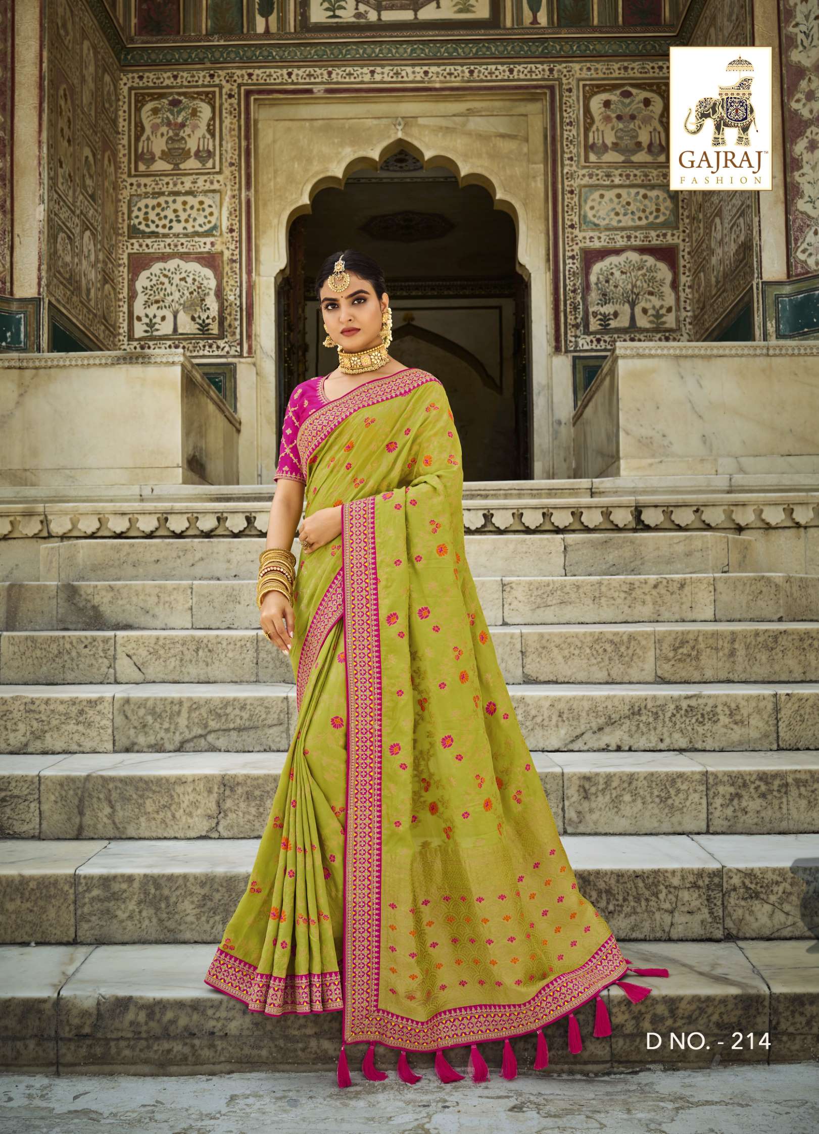 Sumshy Wedding Wear Embroidery Dola Silk Latest Saree