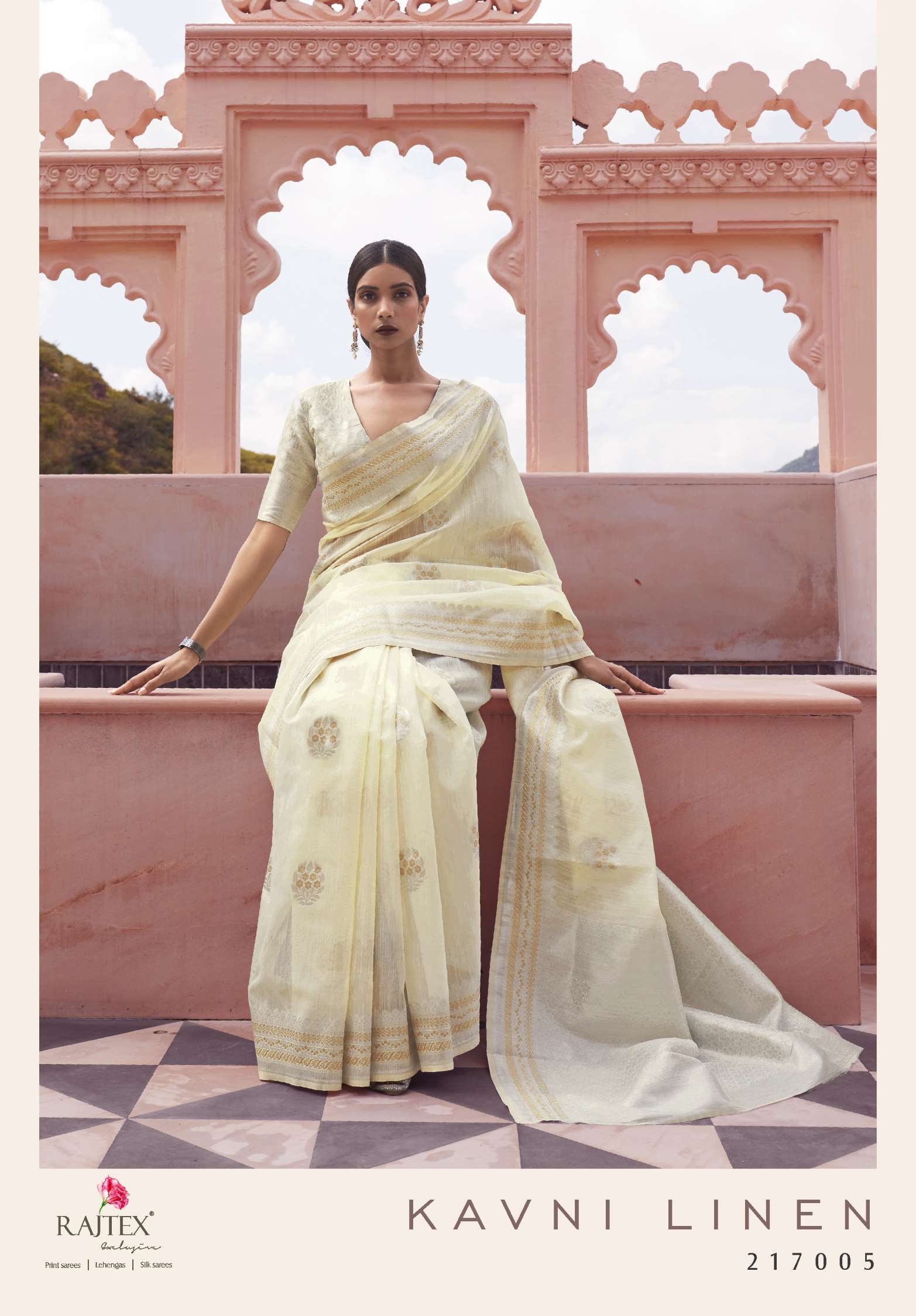 Rajtex Kavni Wedding Wear Pure Linen Weaving Saree