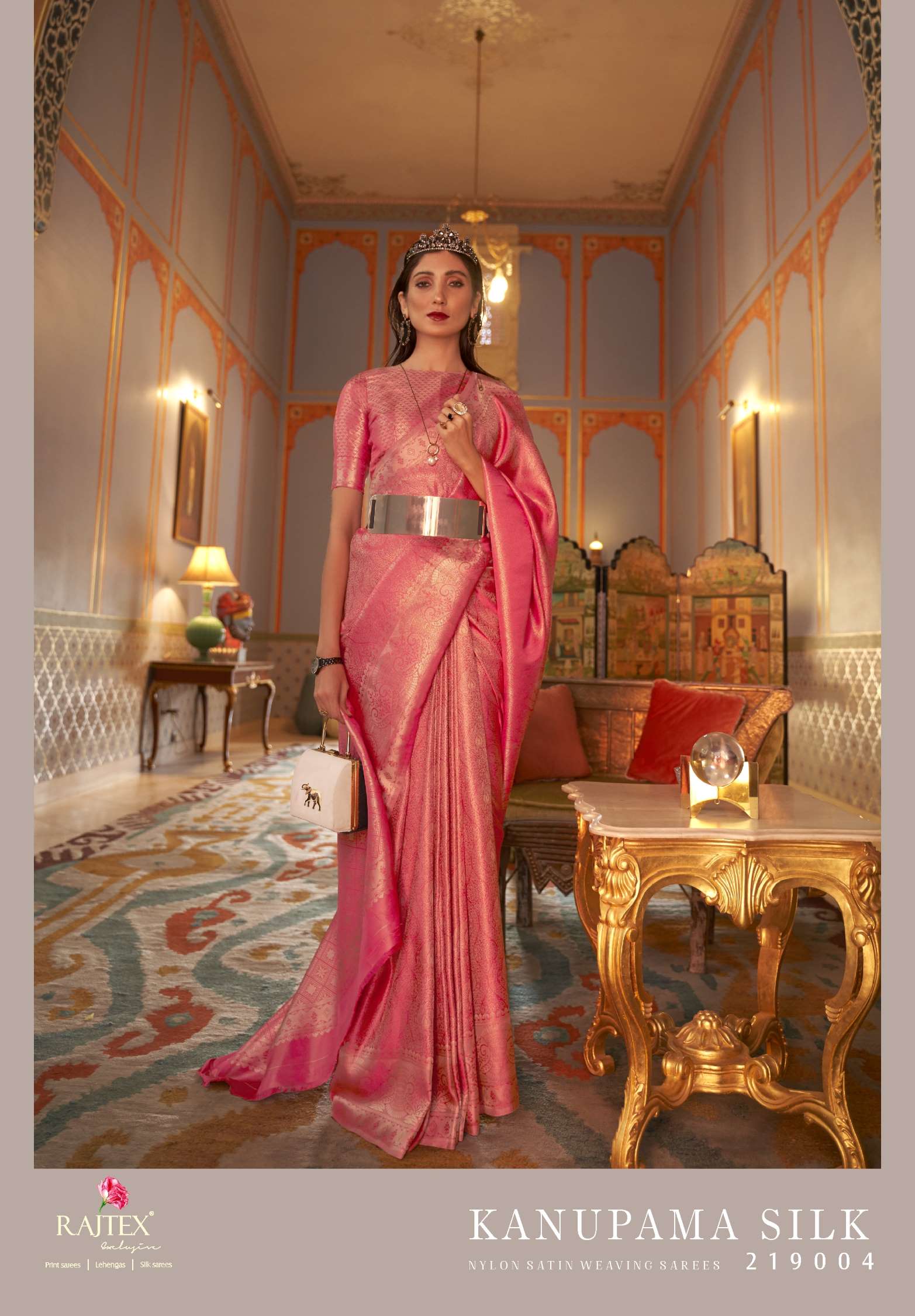 Rajtex kanupama Nylon Satin Zari Weaving Silk Sarees