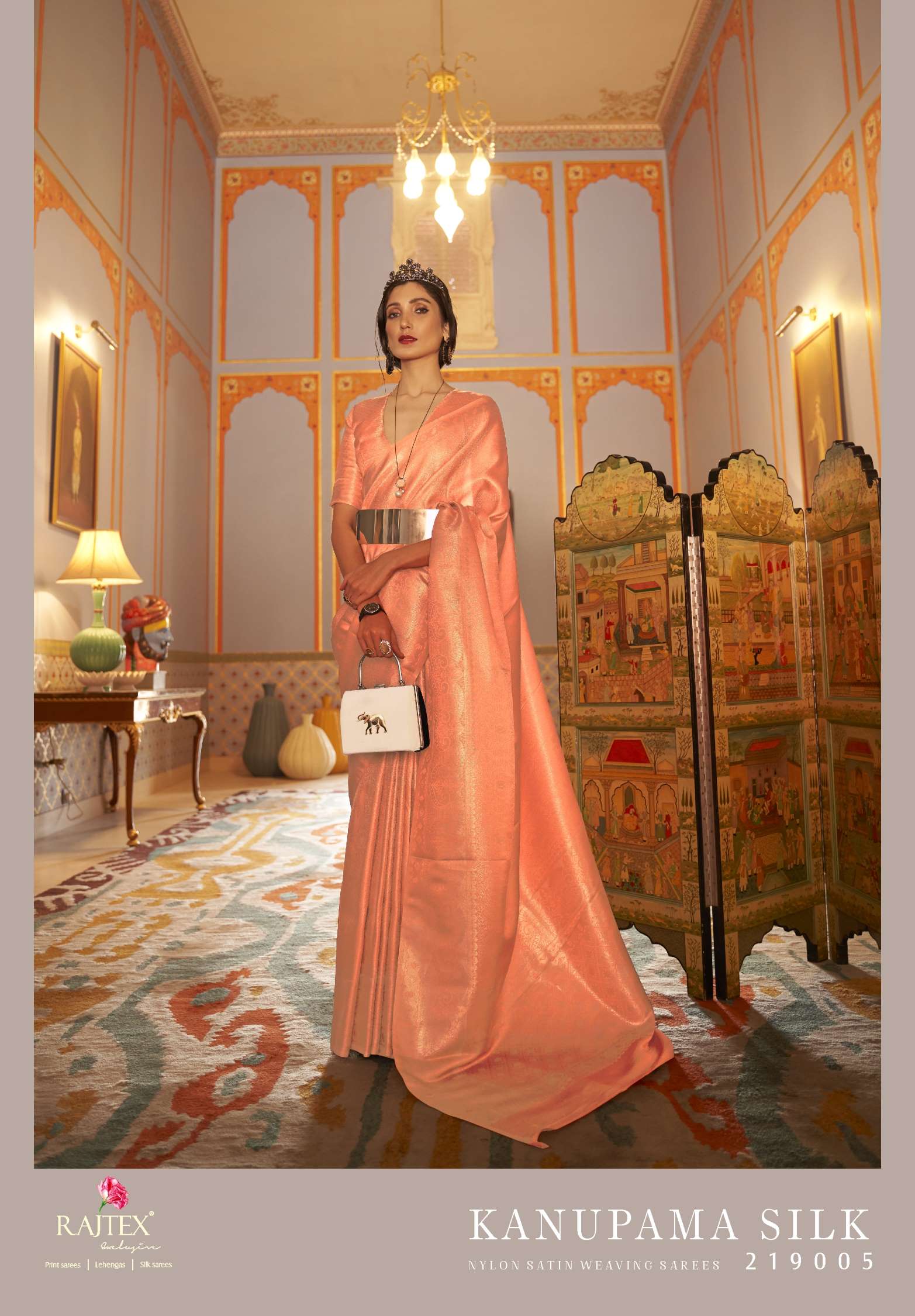 Rajtex kanupama Nylon Satin Zari Weaving Silk Sarees