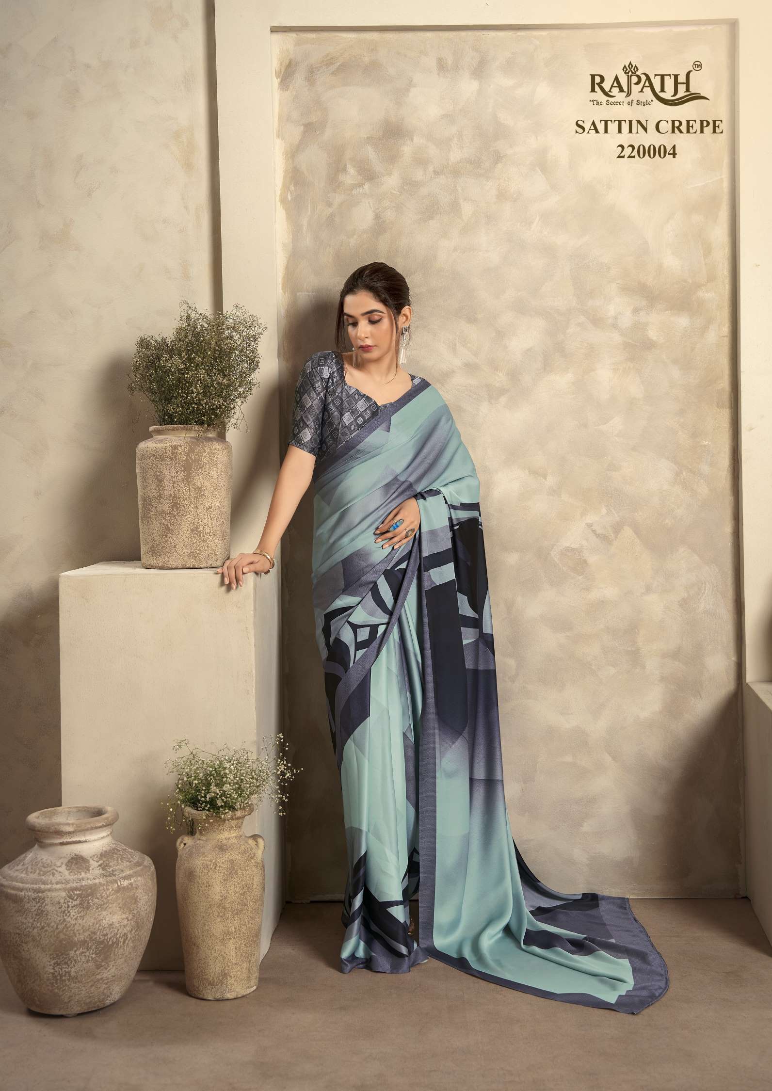 Rajpath Jasmine Wedding Wear Satin Crepe Designer Saree