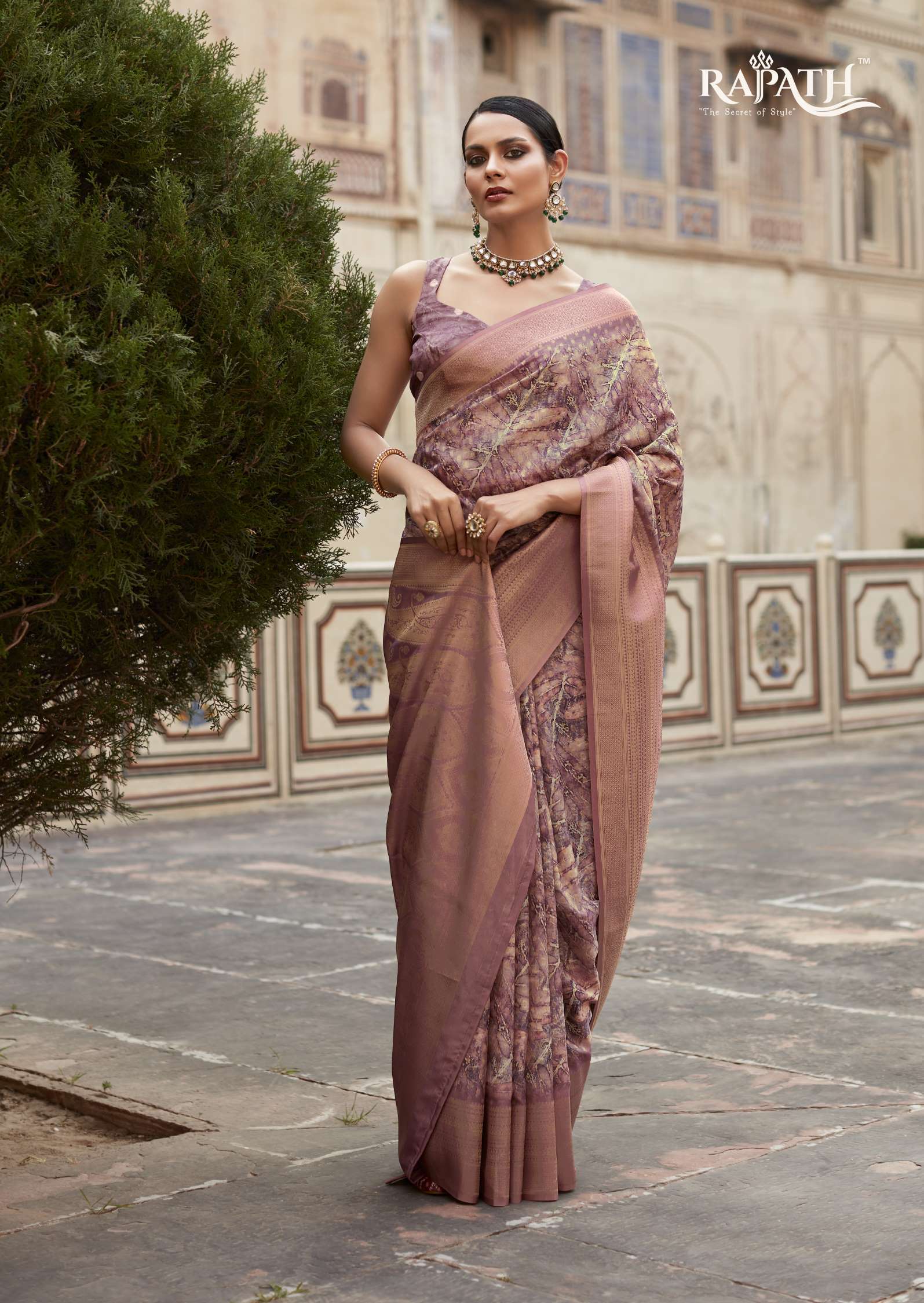 Rajpath Kavisha Jacquard Print Crape Silk Designer Saree