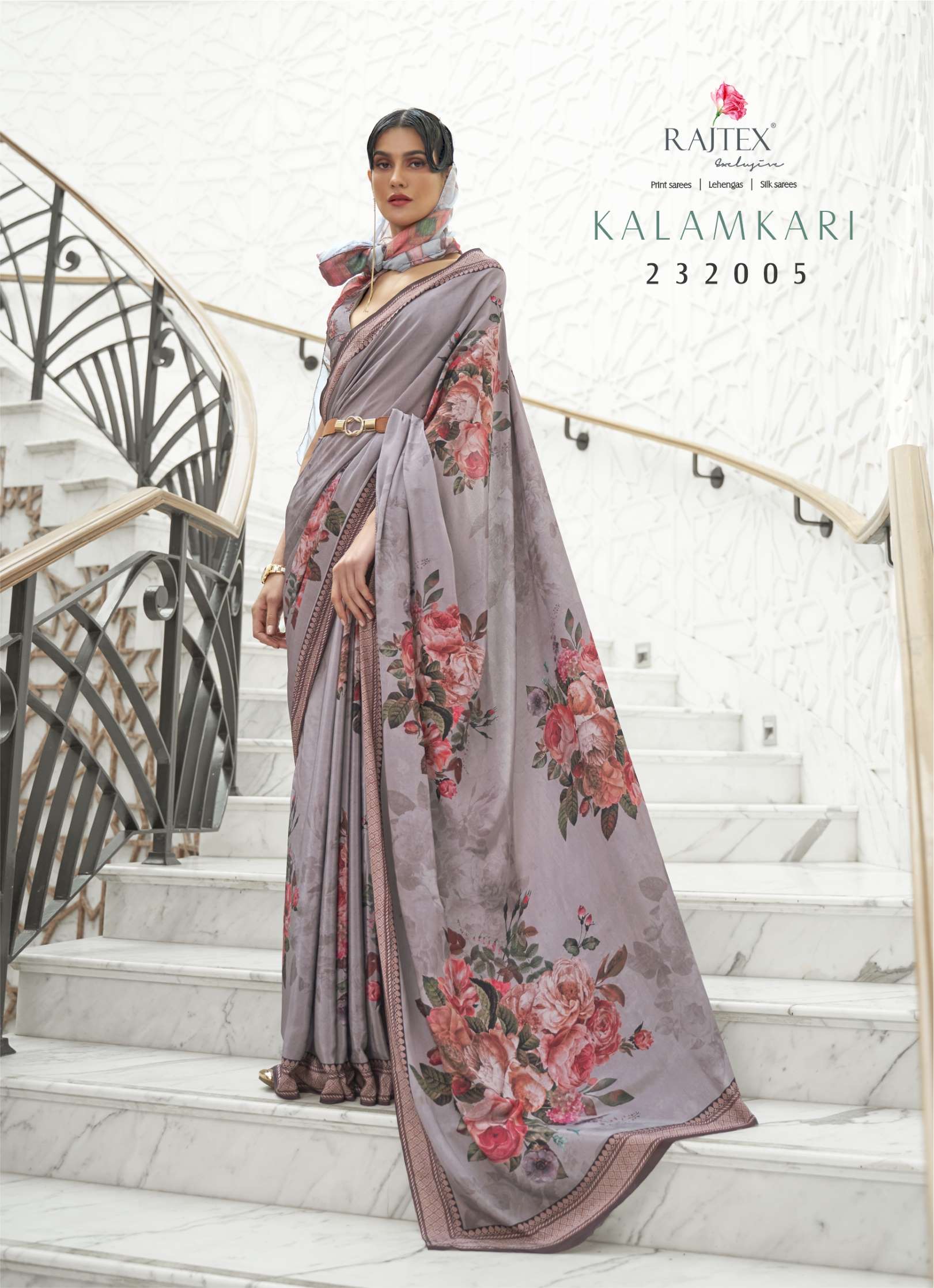 Rajtex Kalamkari Digital Printed Oure Crepe Silk Sarees