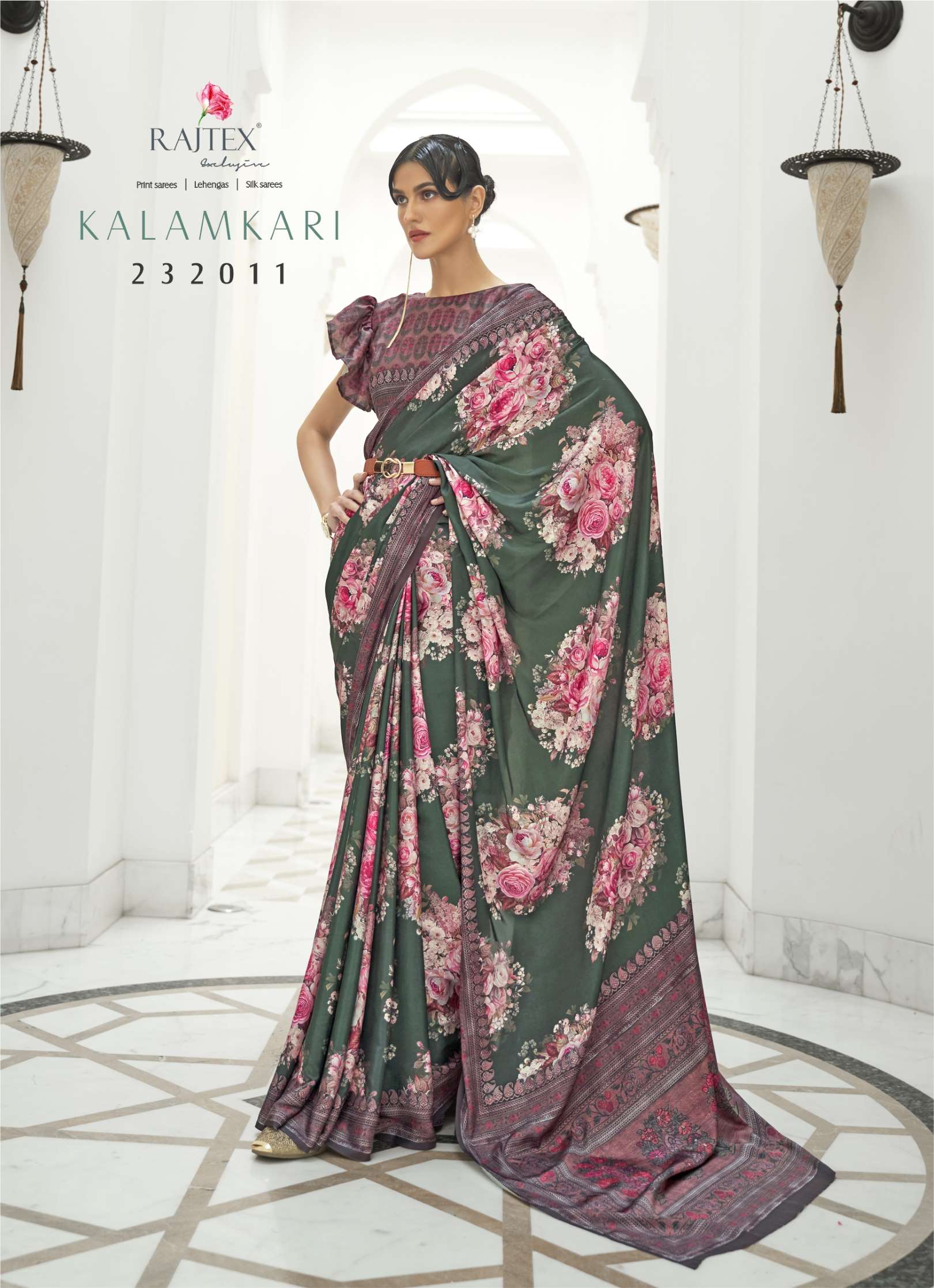 Rajtex Kalamkari Digital Printed Oure Crepe Silk Sarees