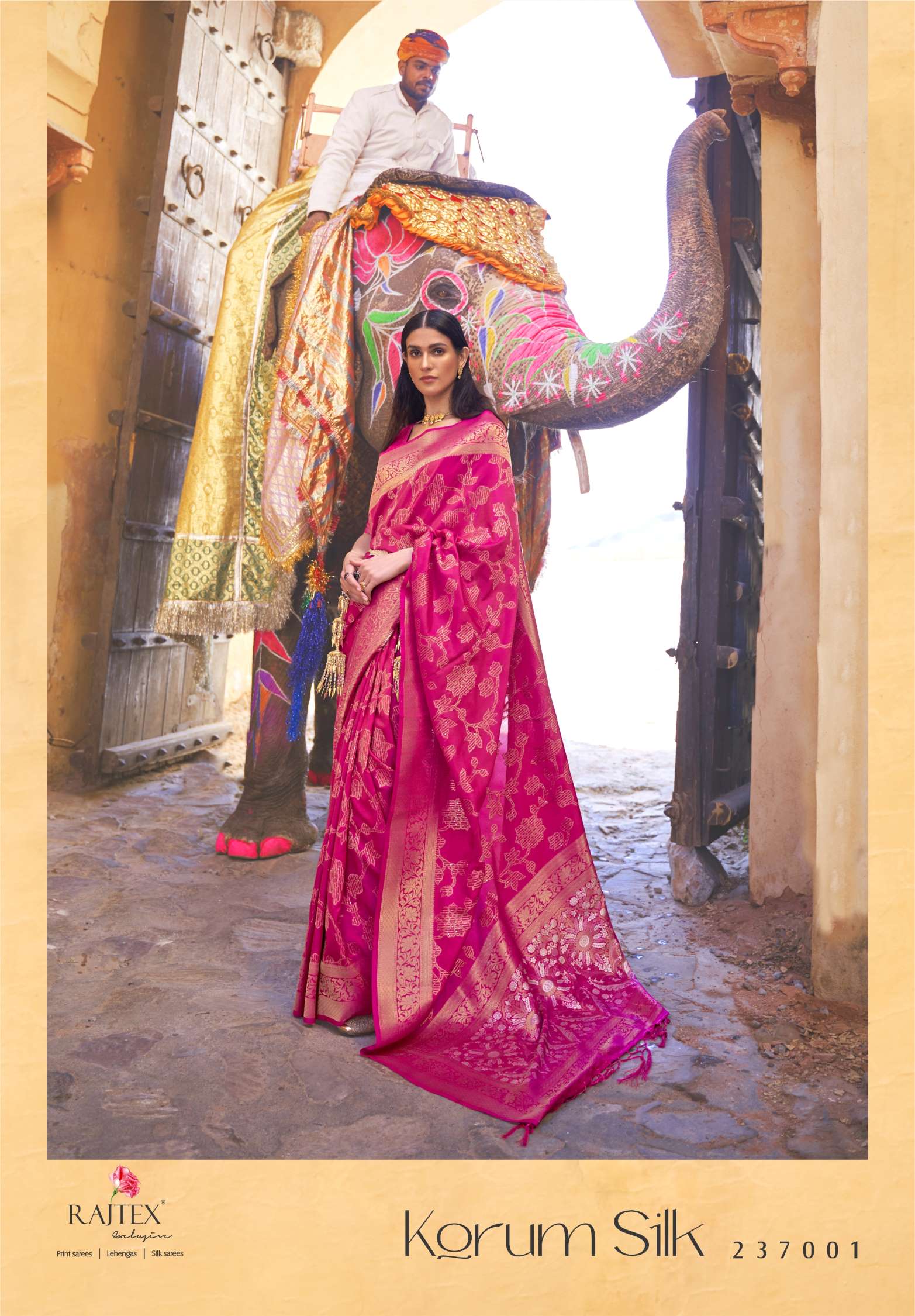 Rajtex Korum Sequence Handloom Zari Weaving Silk Sarees