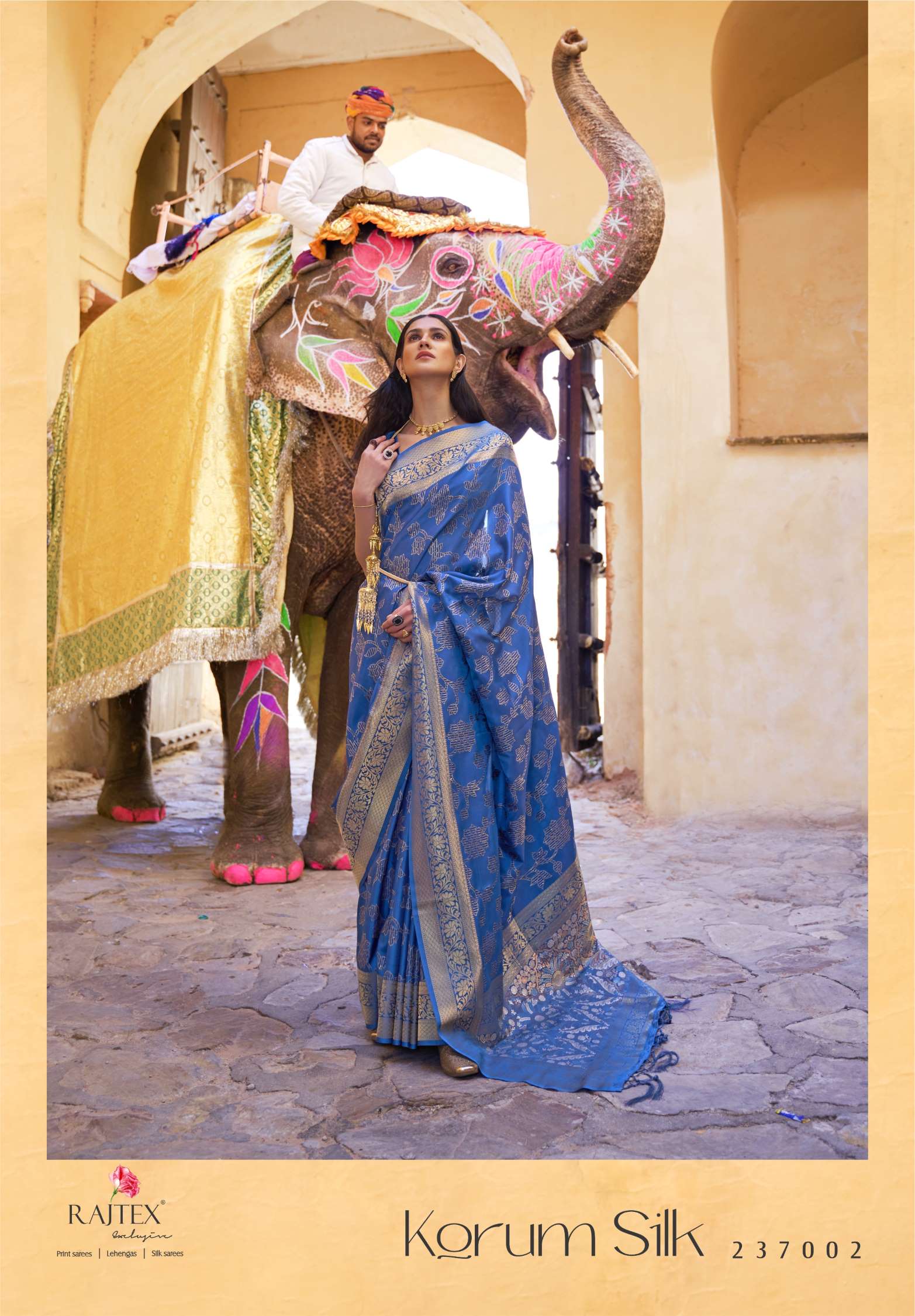 Rajtex Korum Sequence Handloom Zari Weaving Silk Sarees