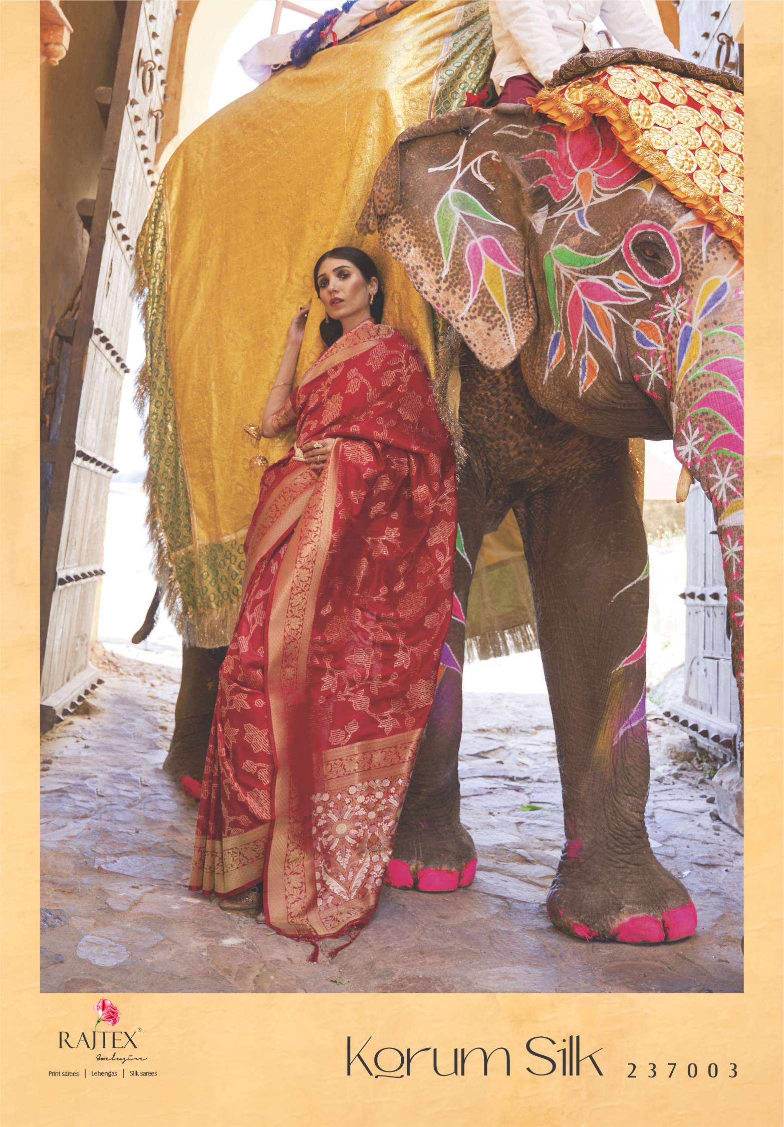 Rajtex Korum Sequence Handloom Zari Weaving Silk Sarees