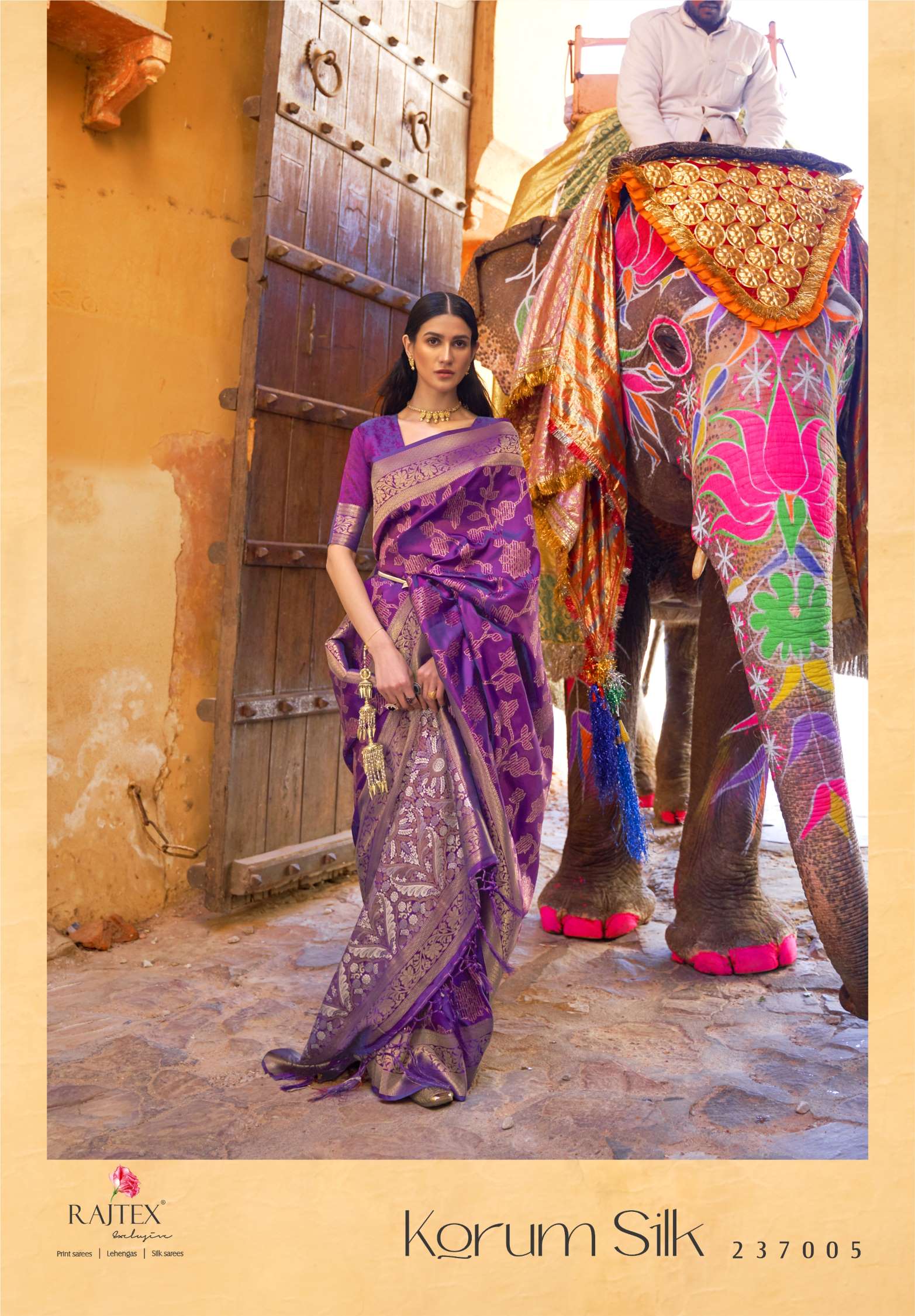Rajtex Korum Sequence Handloom Zari Weaving Silk Sarees