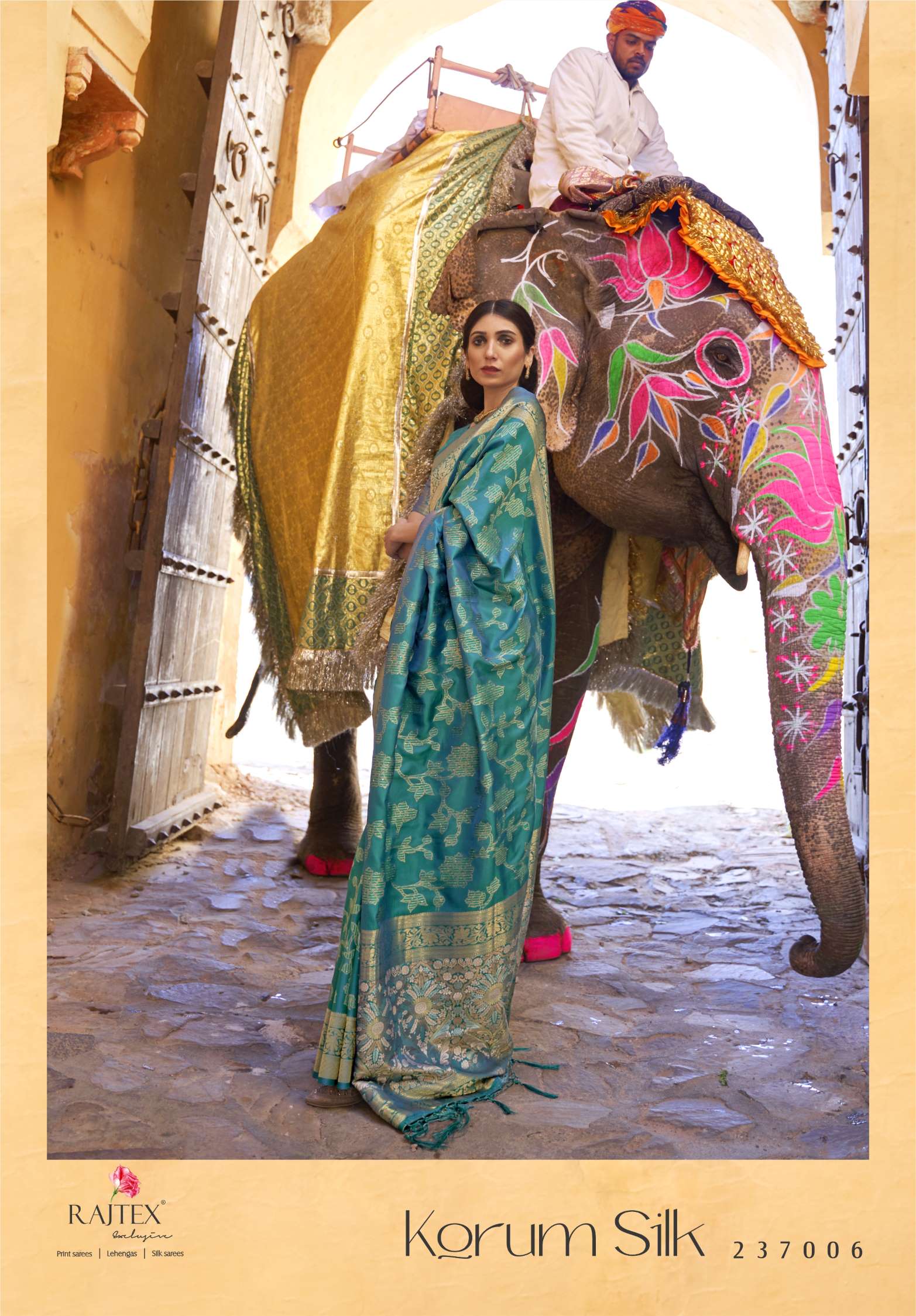 Rajtex Korum Sequence Handloom Zari Weaving Silk Sarees