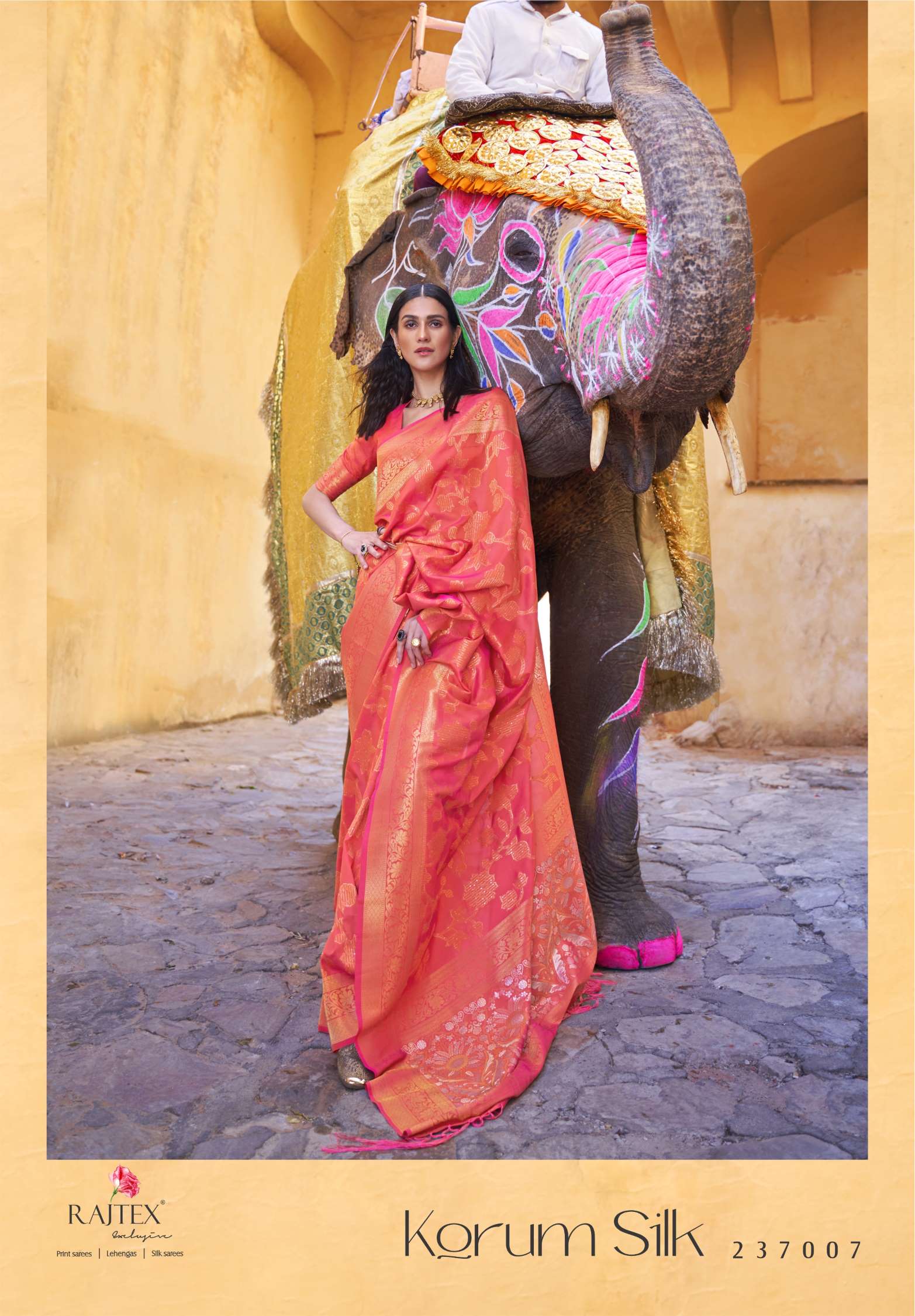 Rajtex Korum Sequence Handloom Zari Weaving Silk Sarees