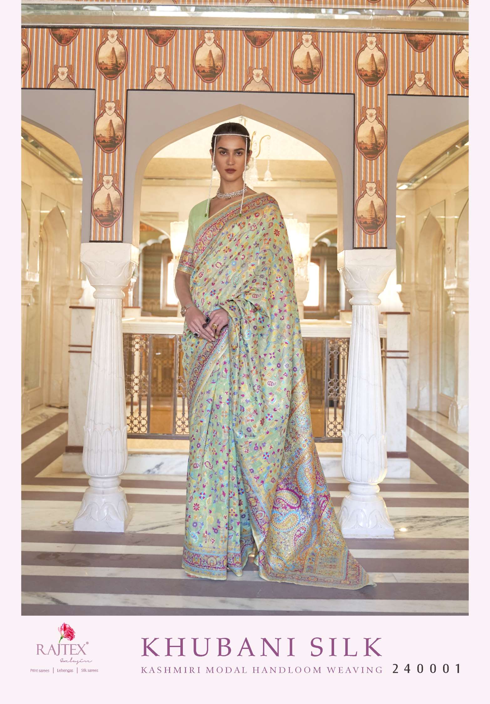 Rajtex Khubani Kashmiri Modal Handloom Weaving Silk Sarees