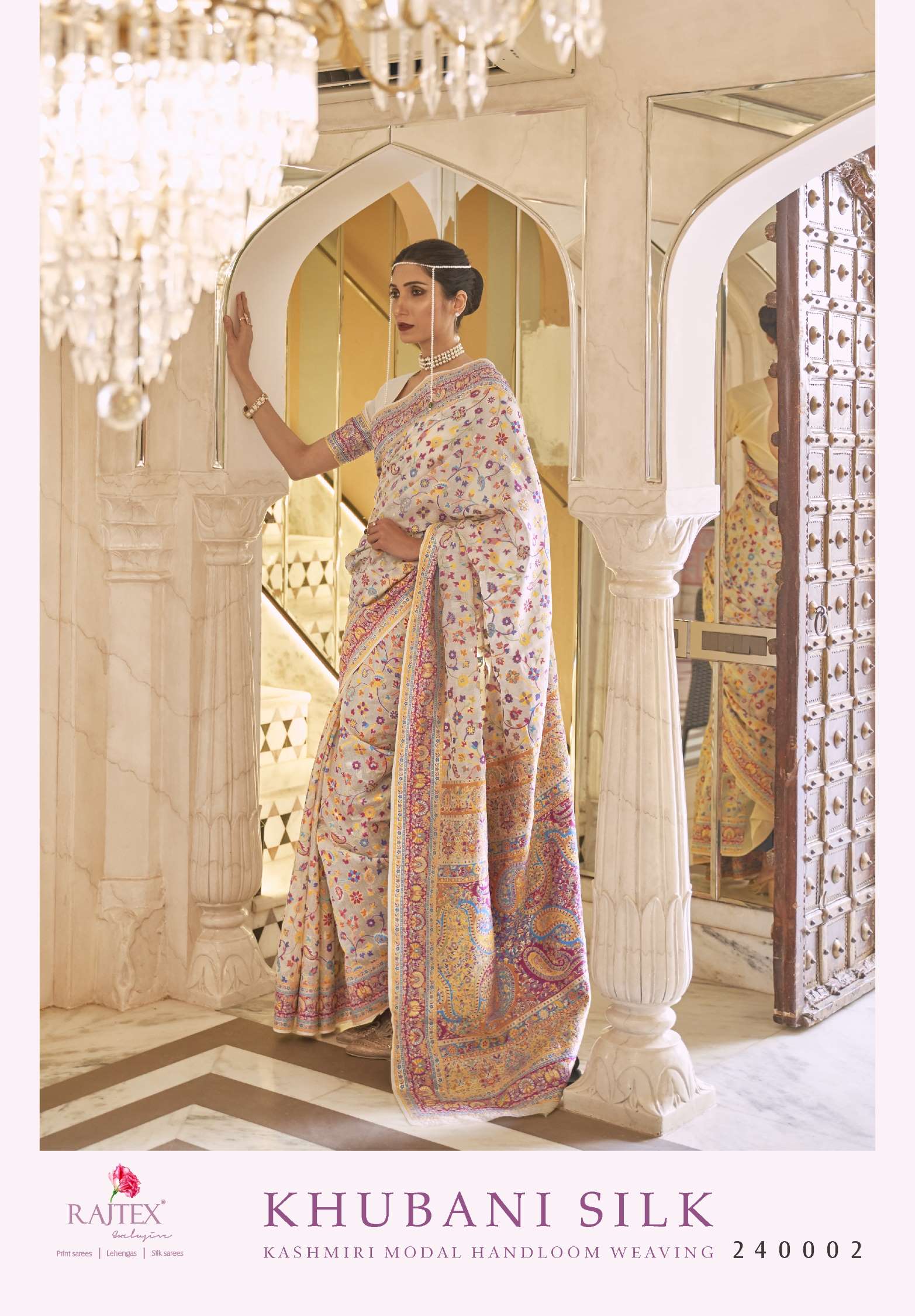 Rajtex Khubani Kashmiri Modal Handloom Weaving Silk Sarees