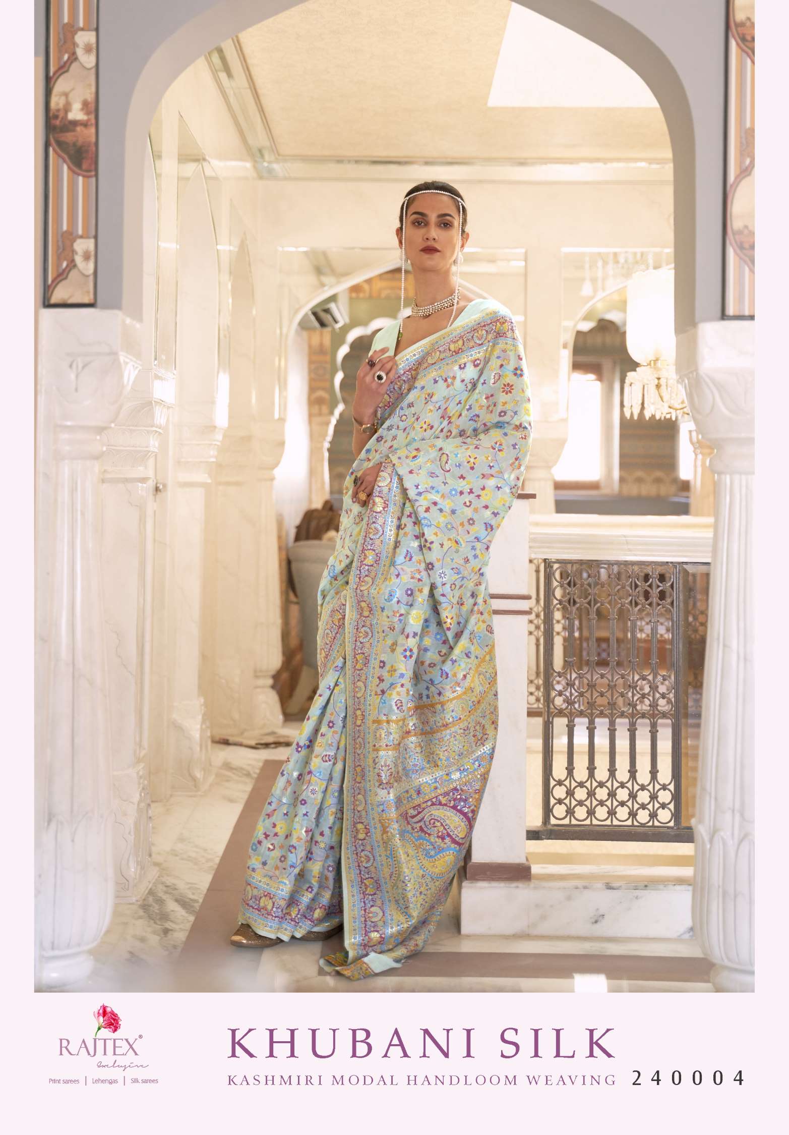 Rajtex Khubani Kashmiri Modal Handloom Weaving Silk Sarees