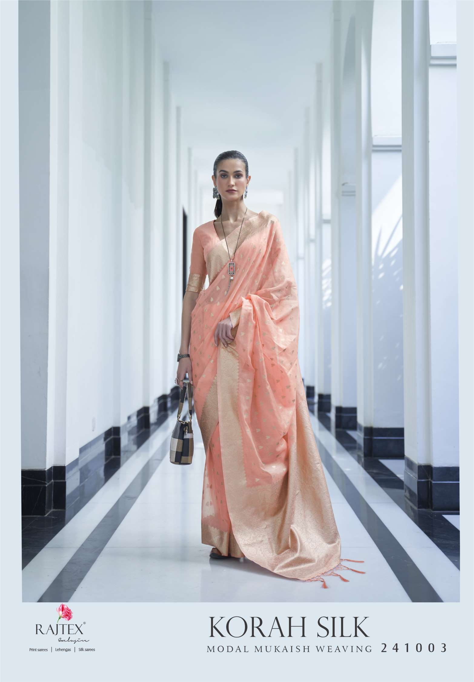 Rajtex Korah Modal Mukaish Handloom Silk Designer Sarees