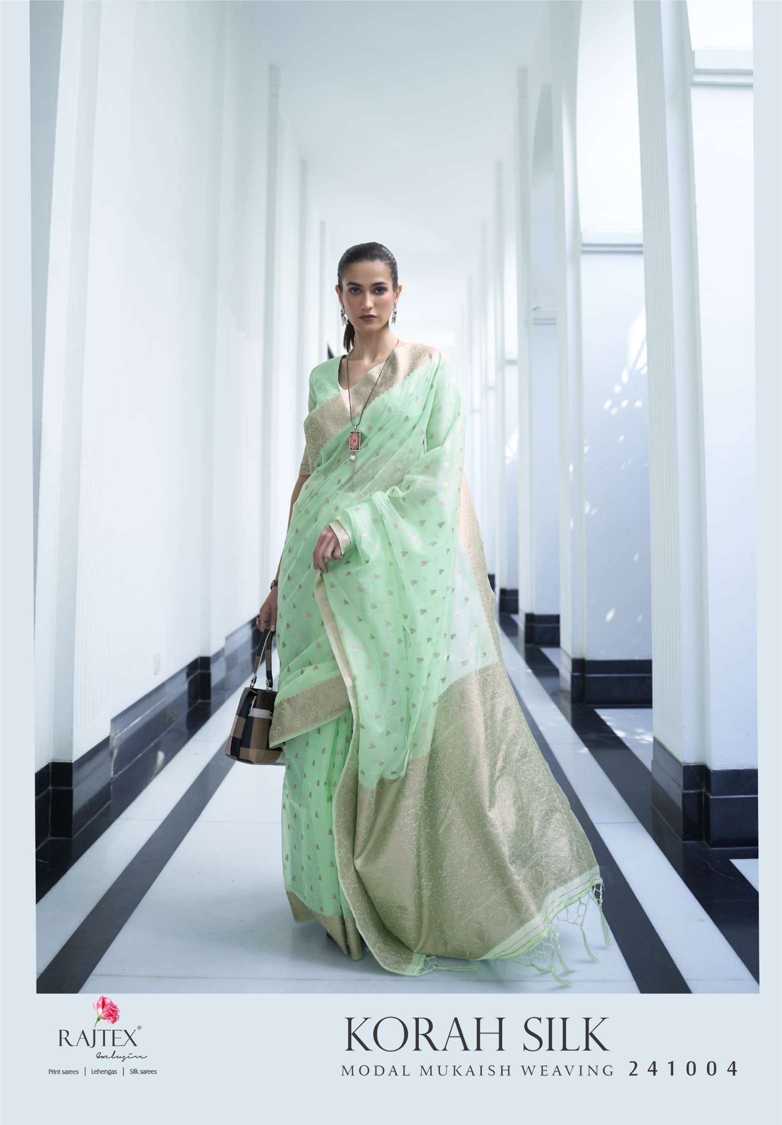 Rajtex Korah Modal Mukaish Handloom Silk Designer Sarees