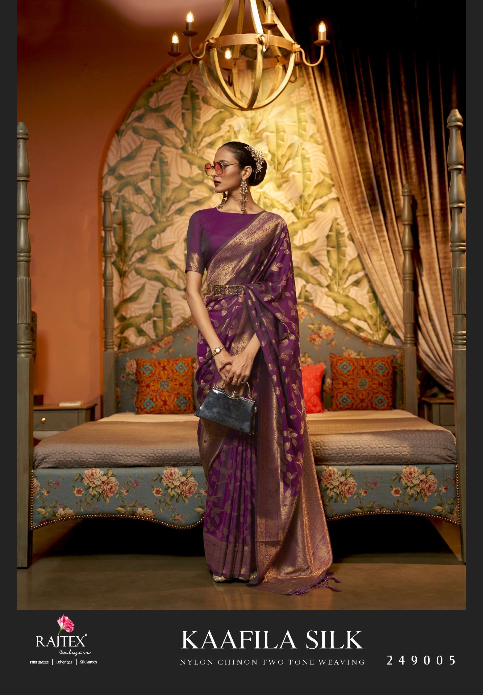 Rajtex Kaafila Nylon Chinon Two Tone Weaving Silk Sarees
