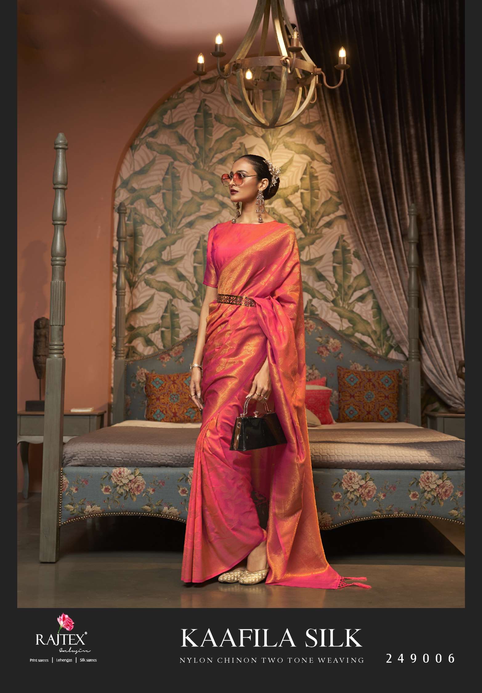 Rajtex Kaafila Nylon Chinon Two Tone Weaving Silk Sarees