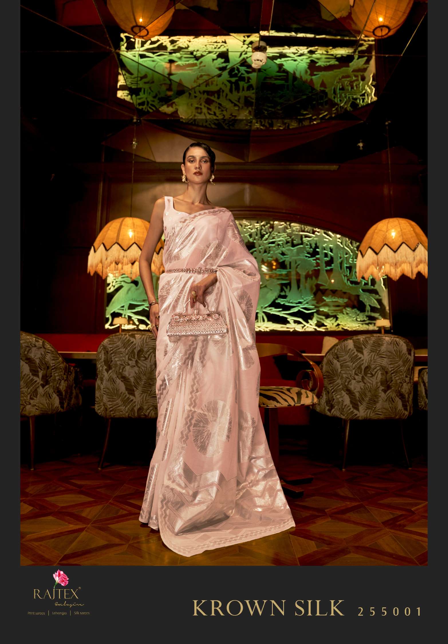 Rajtex Krown Modal Flat Zari Handloom Weaving Silk Sarees
