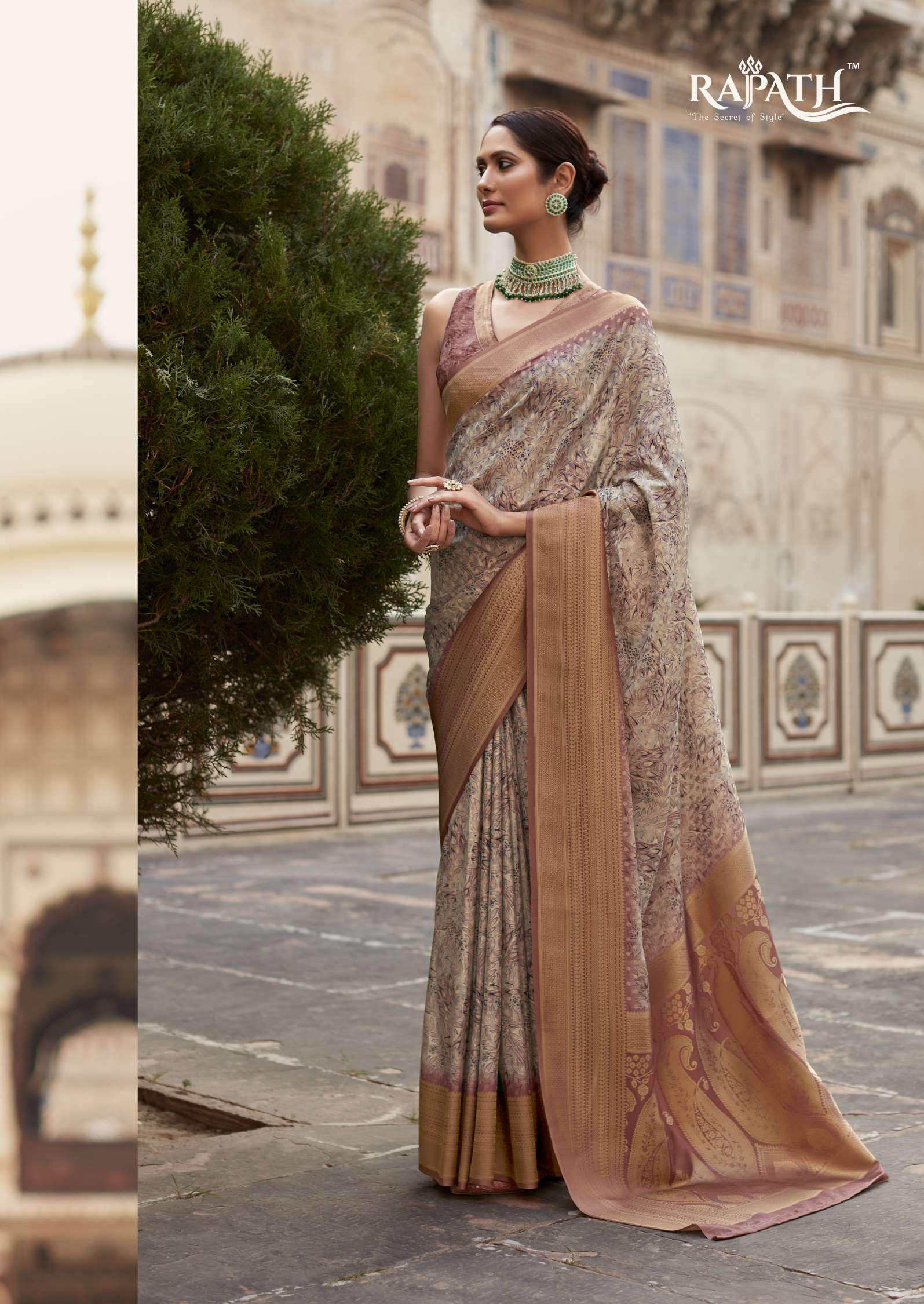 Rajpath Kavisha Jacquard Print Crape Silk Designer Saree