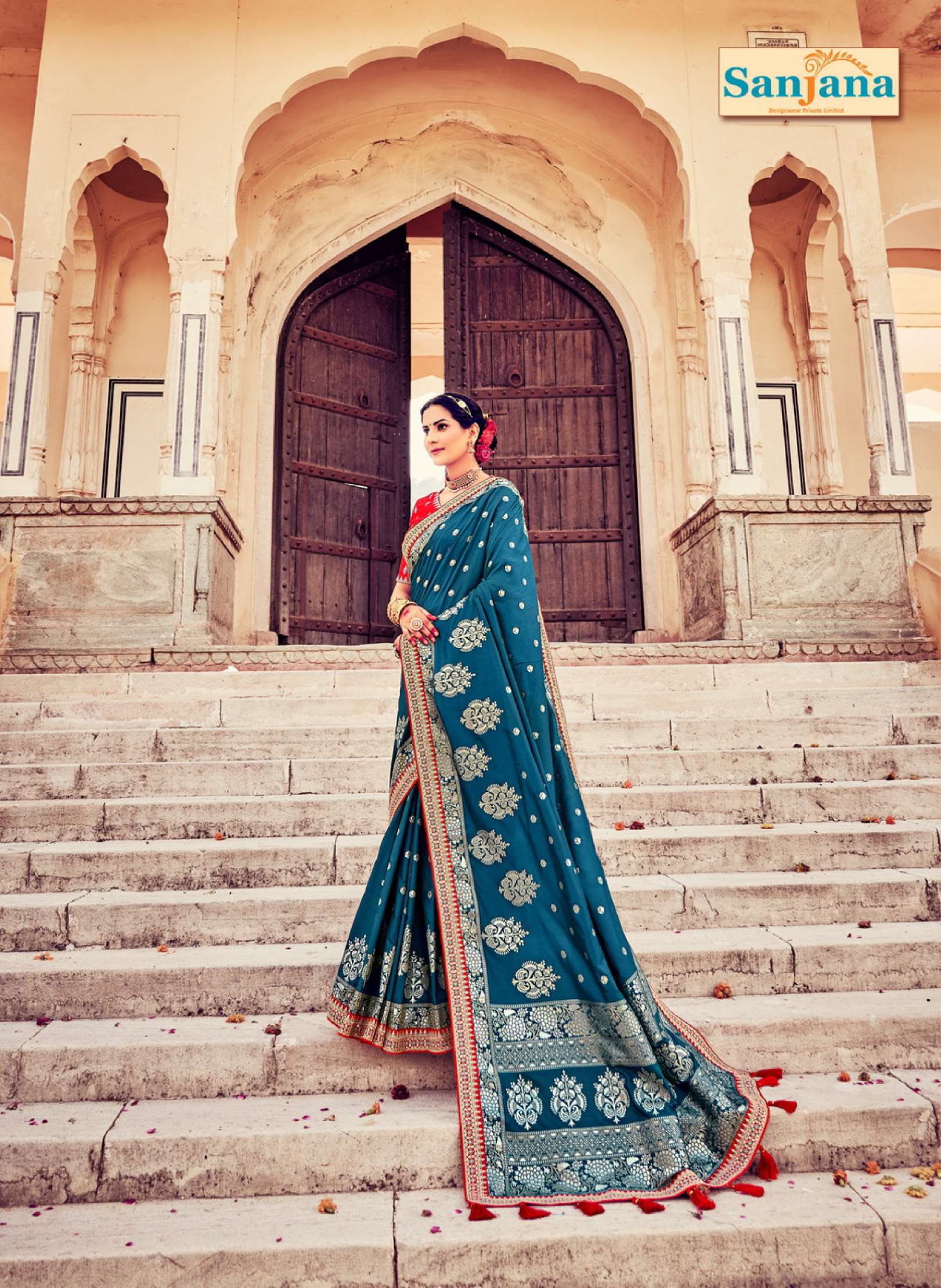 Sumshy Sanjana Embroidery Dola Silk Wedding Wear Saree