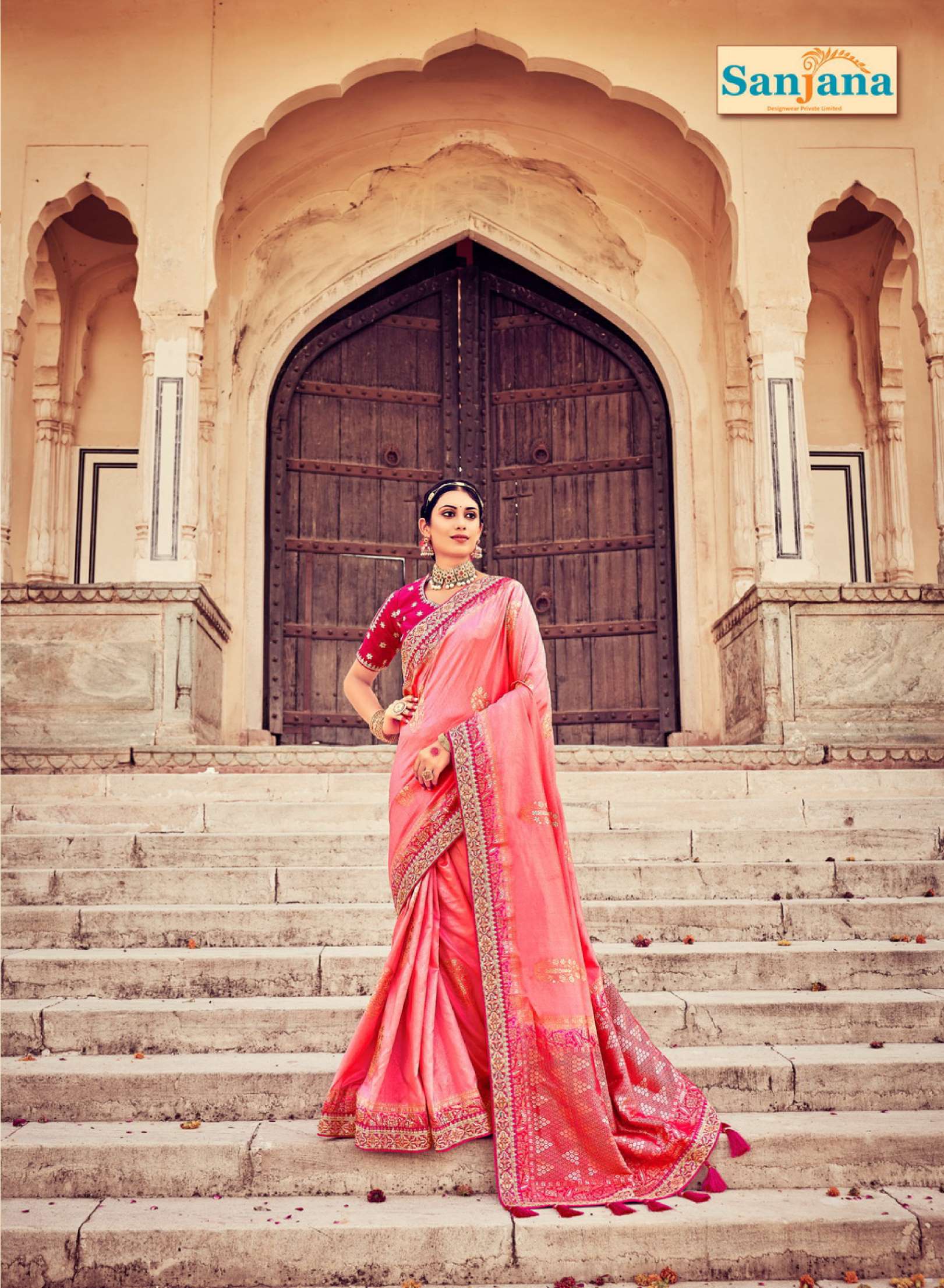 Sumshy Sanjana Embroidery Dola Silk Wedding Wear Saree