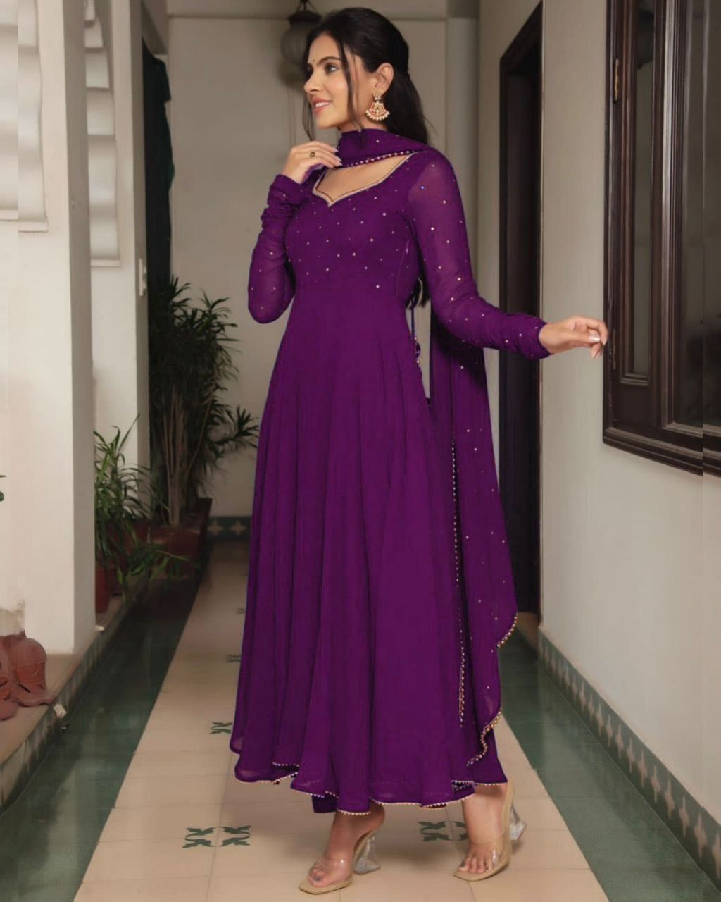Sumshy Party Wear Beautiful Georgette Gown With Dupatta