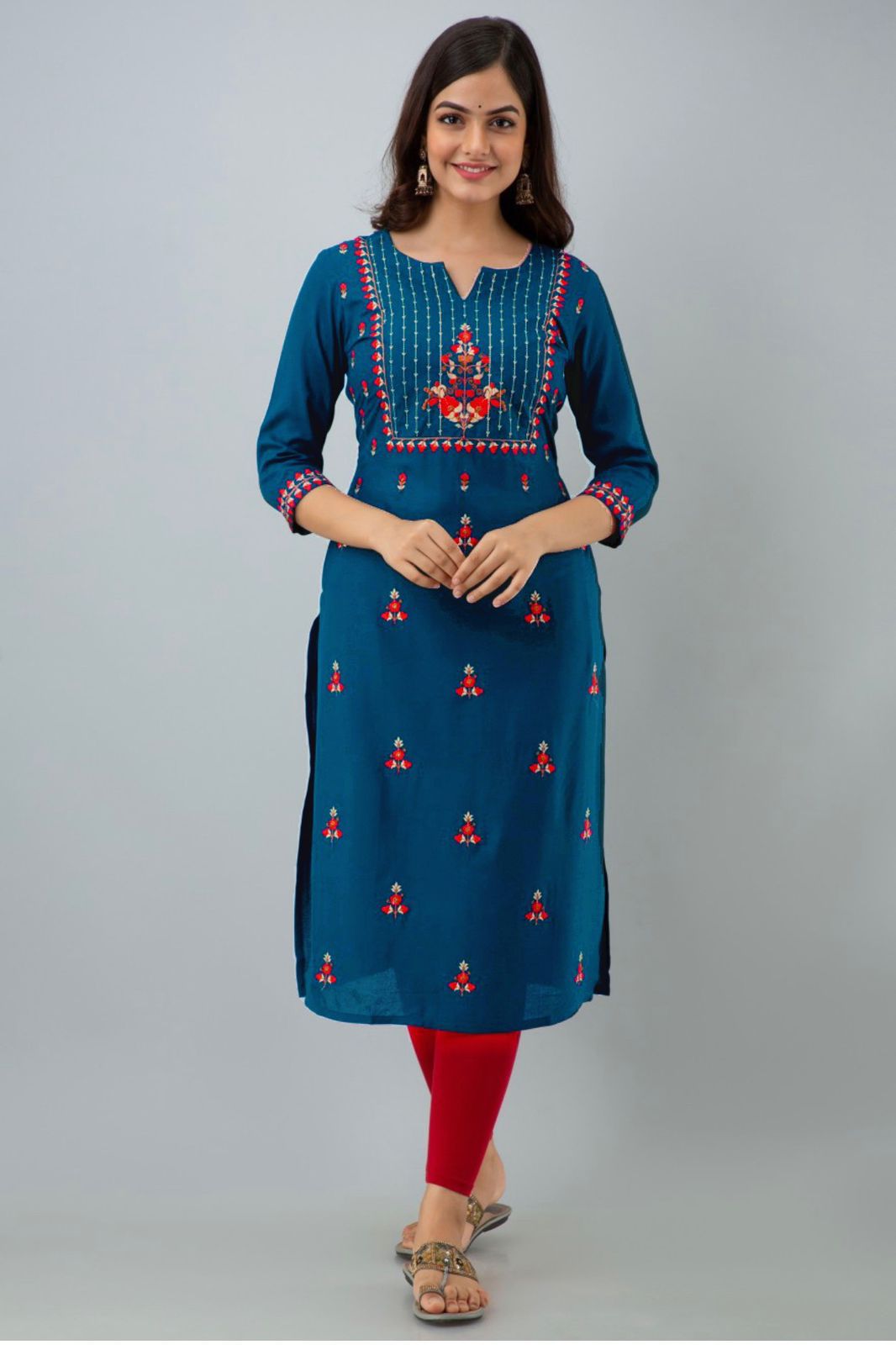Sumshy Beautiful Embroidery Heavy Rayon Kurtis