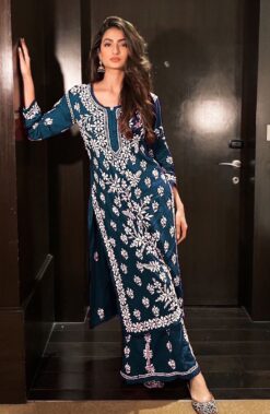 Sumshy Latest Embroidery Heavy Rayon Ladies Kurti Plazzo