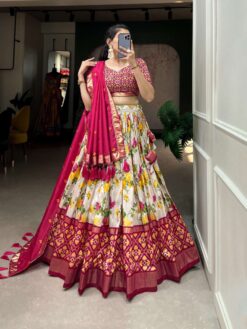 Sumshy Beautiful Patola Print Tussar Silk Lehenga Choli