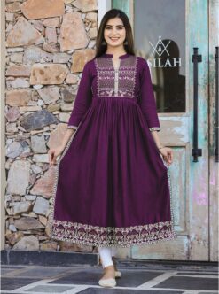 Sumshy Latest Ladies Foil Printed Heavy Rayon Kurtis