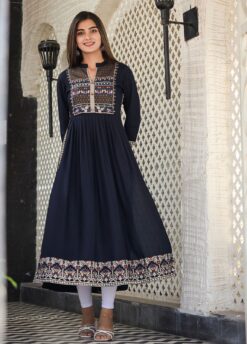 Sumshy Latest Ladies Foil Printed Heavy Rayon Kurtis