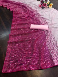 Sumshy Party Wear Dual Shaded Georgette Sequence Saree