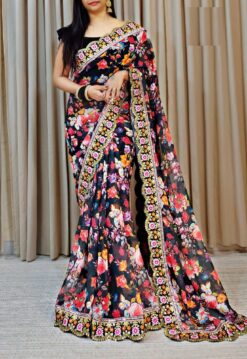 Sumshy New Party Wear Digital Print Georgette Saree