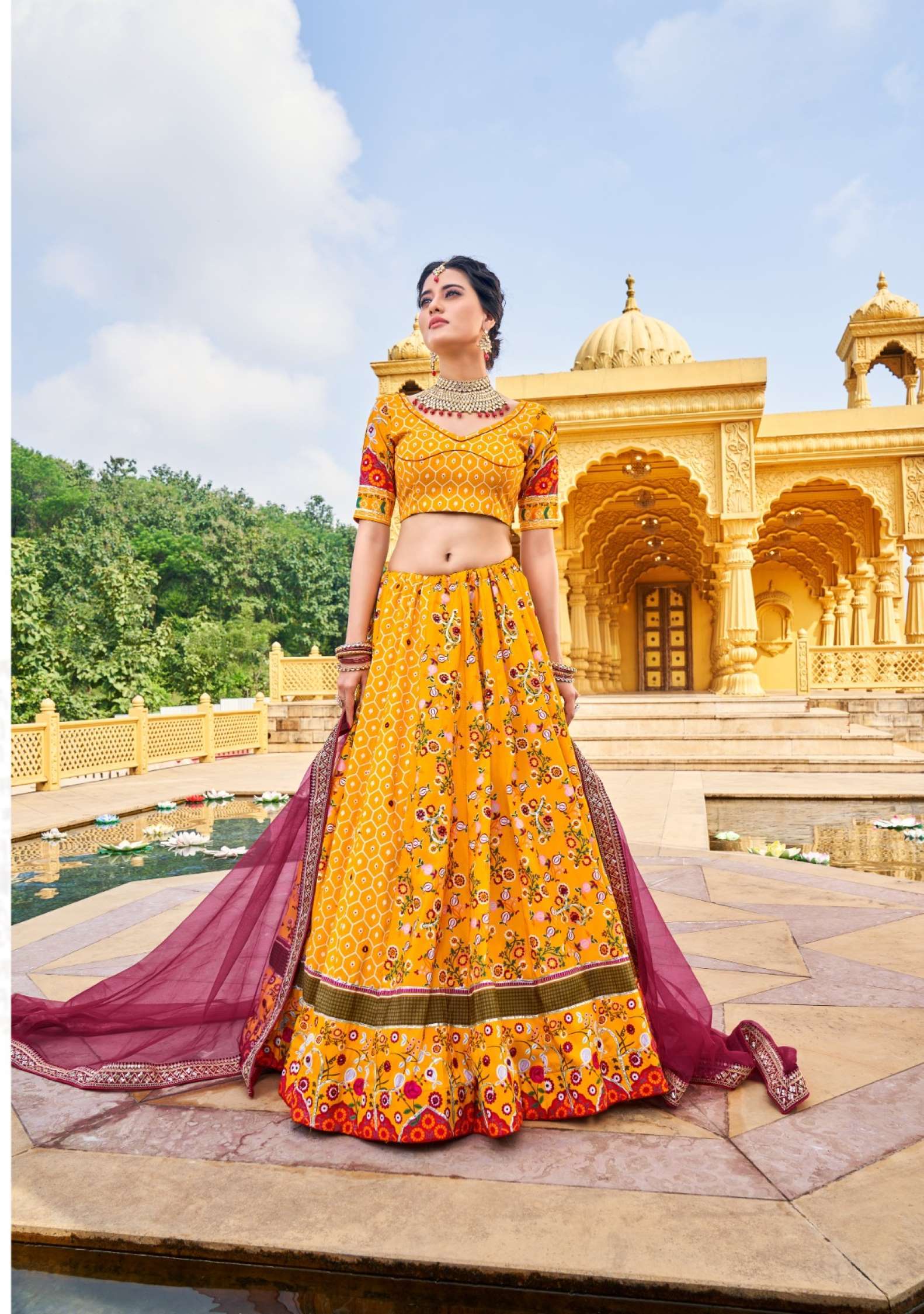 Sumshy Wedding Wear Printed Silk Lehenga Choli