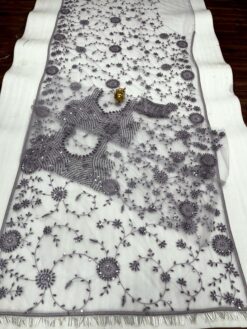 Sumshy Bollywood Style Grey Mono Net Embroidered Saree