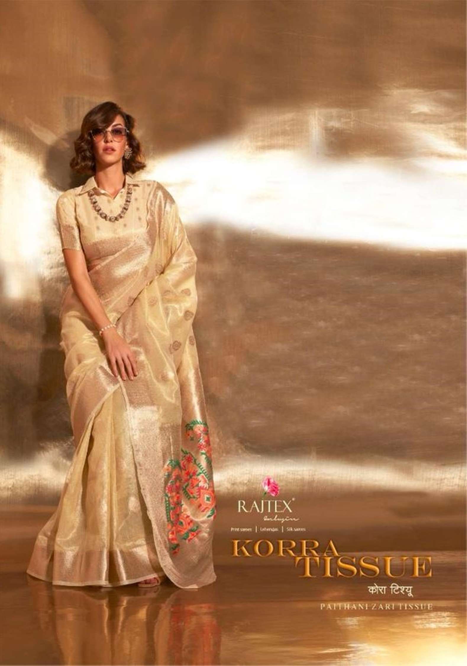 Rajtex Korra Silk Wedding Wear Zari Tissue Silk Saree