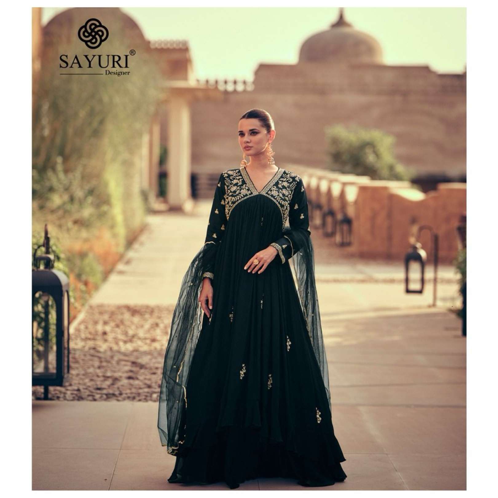 Sayuri Maskara Embroidered Real Georgette Readymade Dress